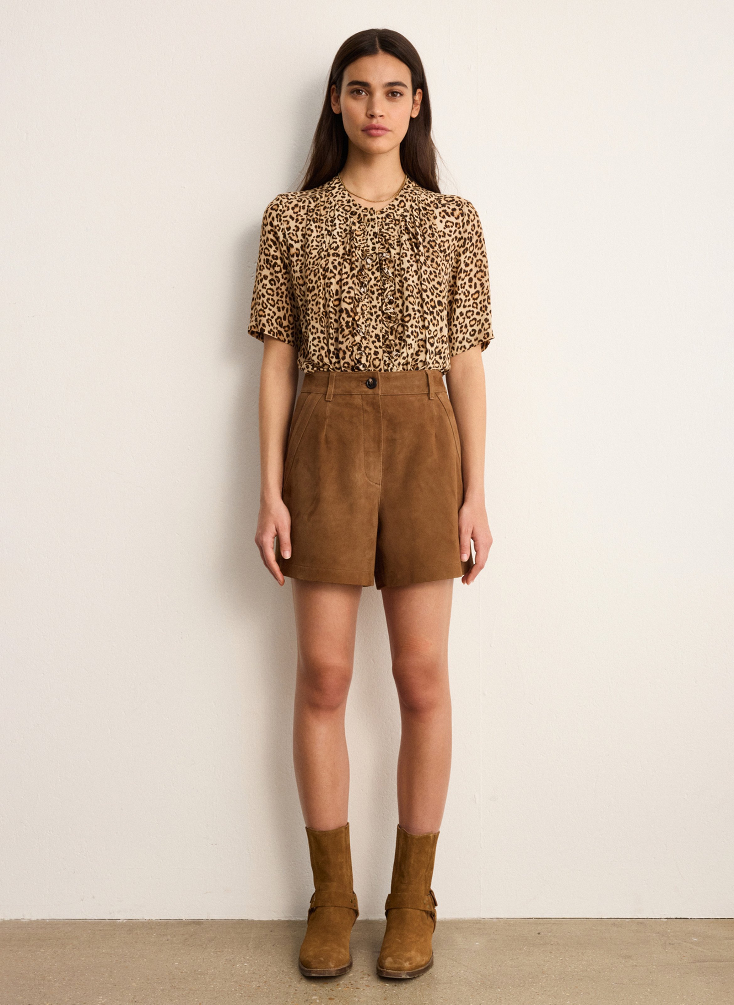 Gerade geschnittene Ledershorts PABLO Braun