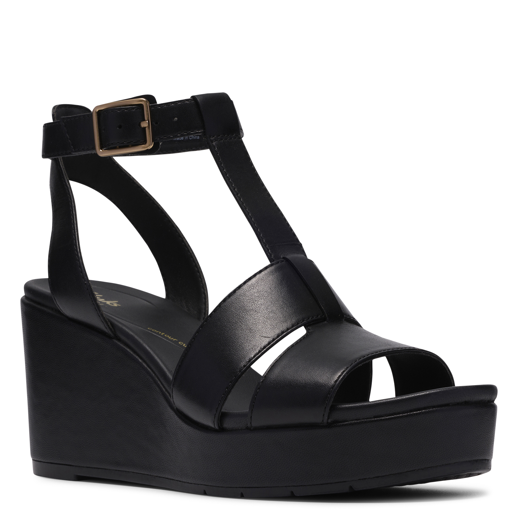 Fabia leather wedge sandals CLARKS Black