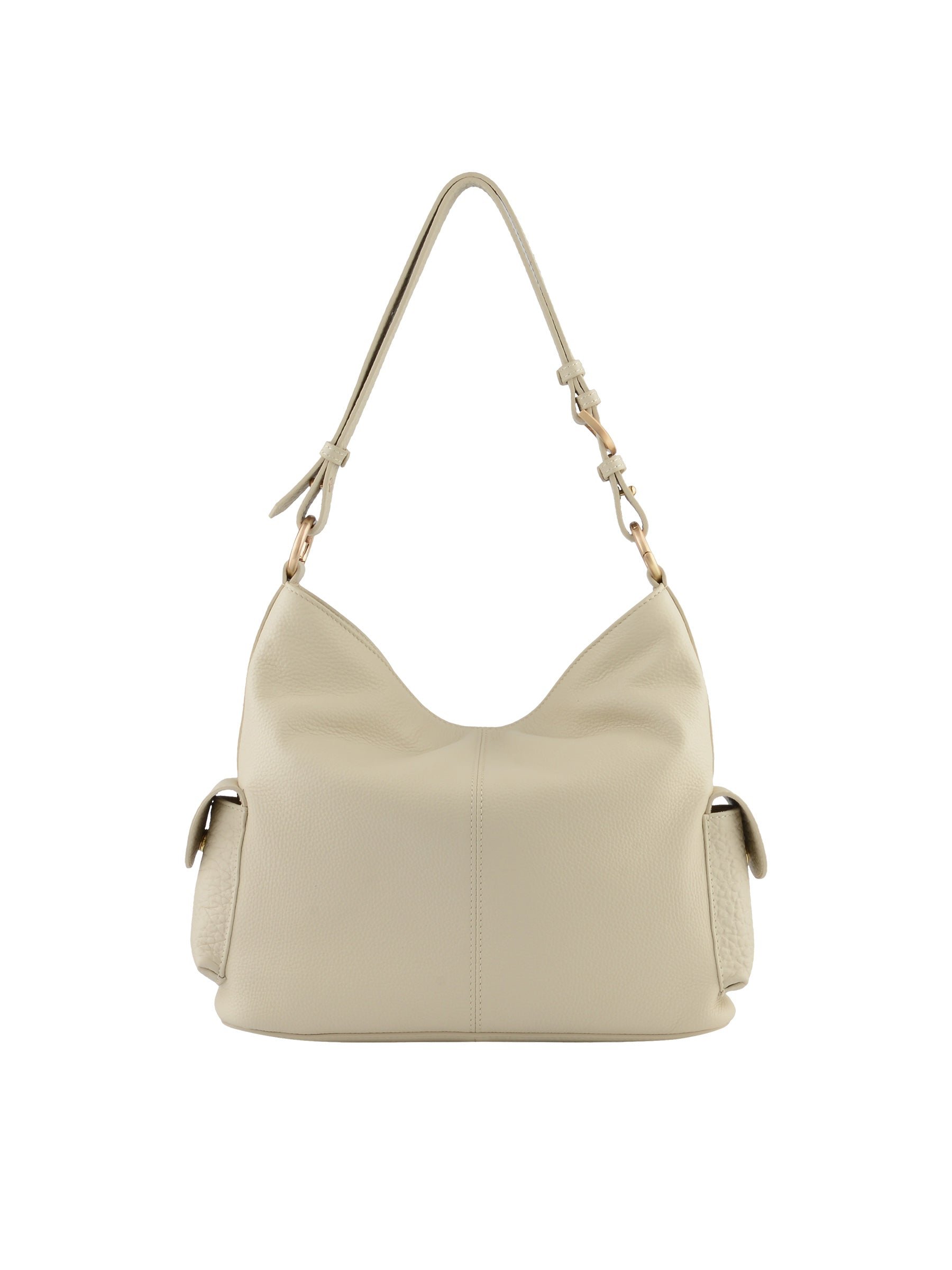 Calfskin leather shoulder bag POURCHET Beige