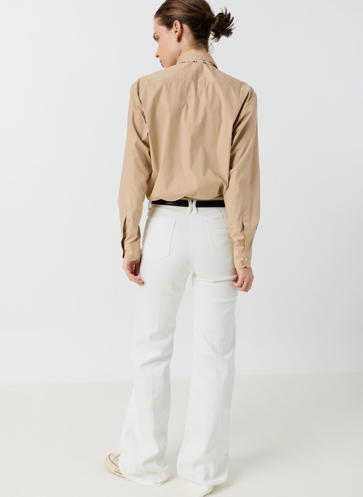 Jean droit taille haute en coton mélangé GERARD DAREL Blanc
