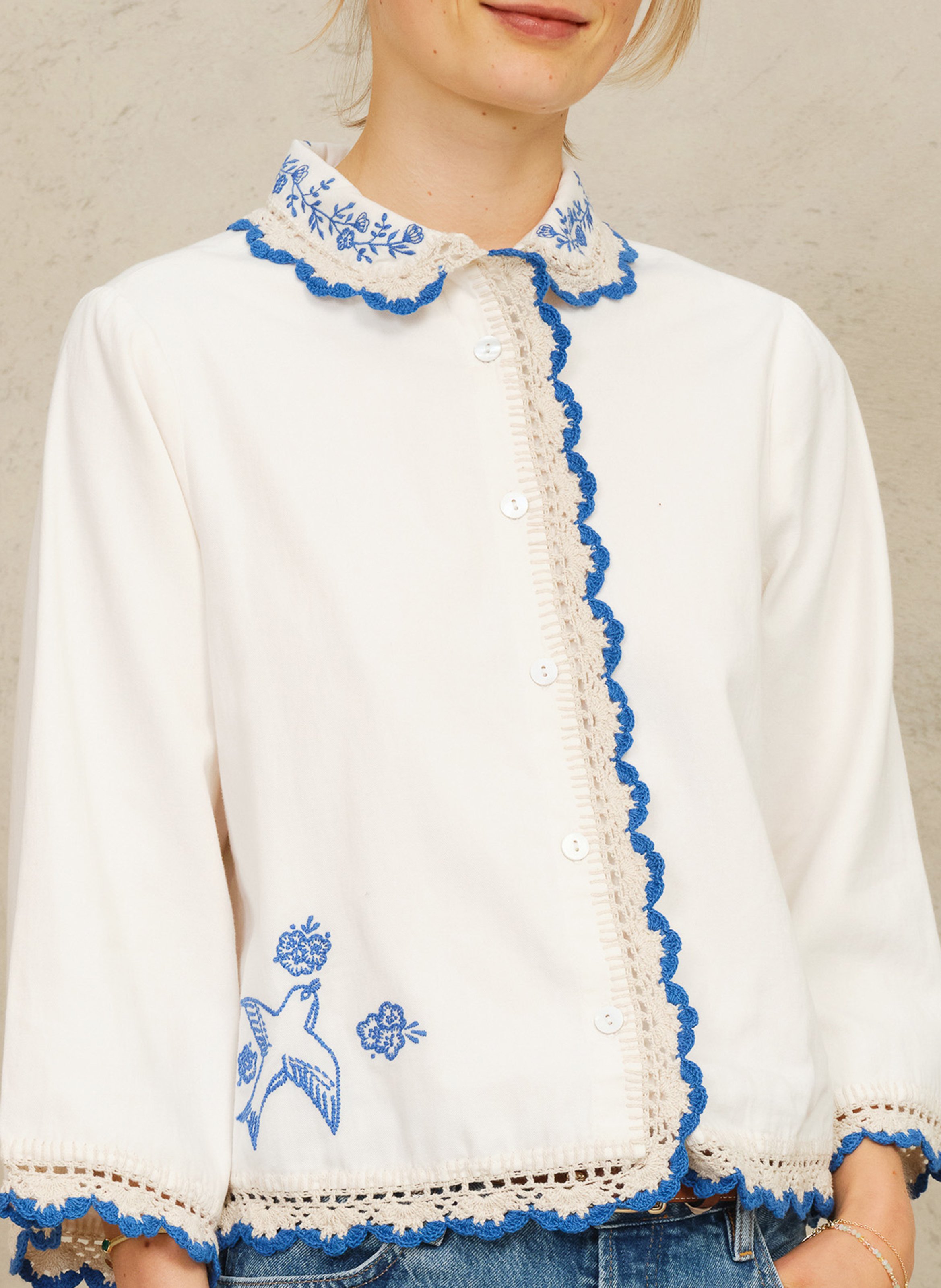 Gerade geschnittenes Baumwollhemd M.A.B.E Weiss