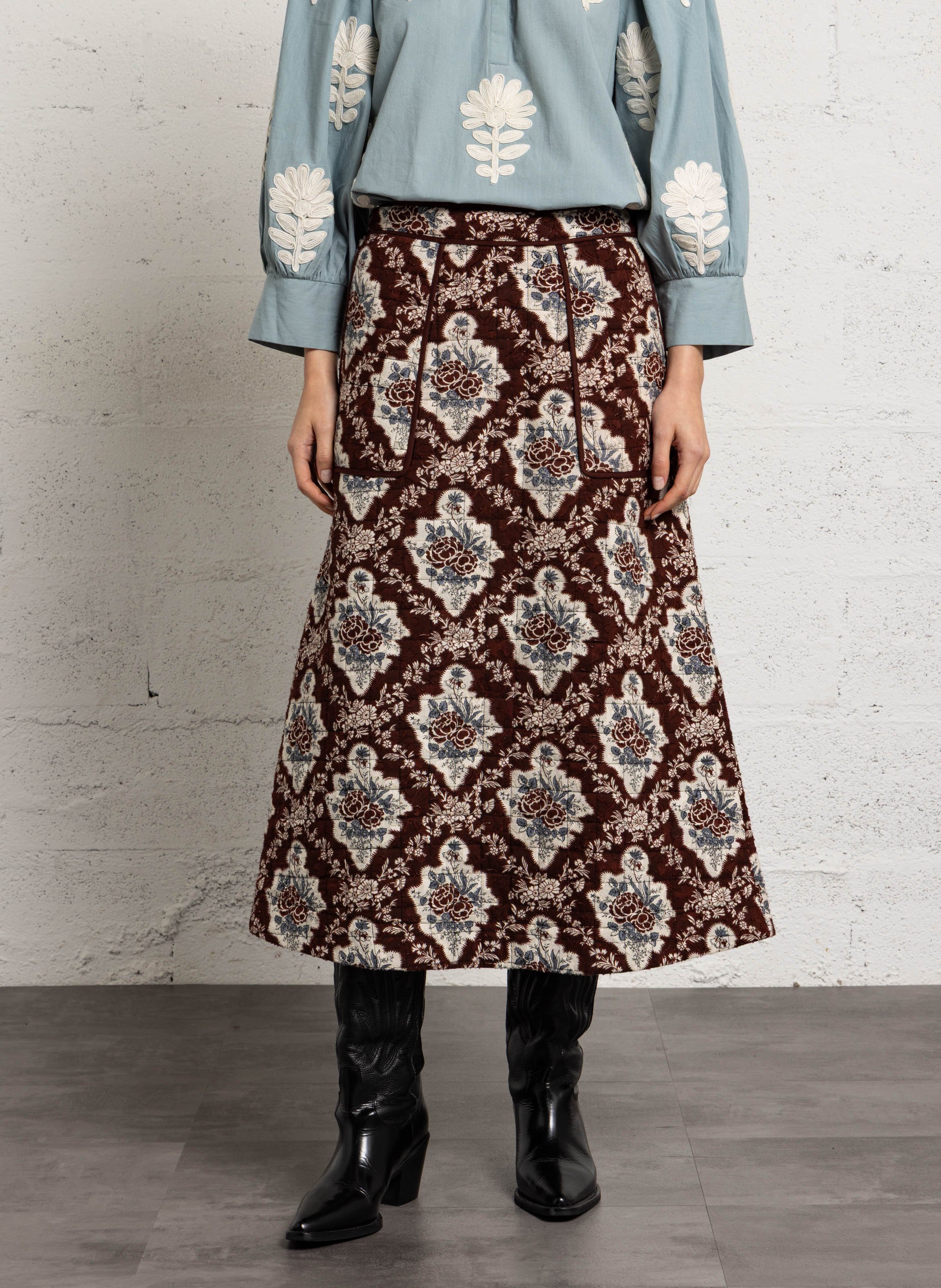 Gepolsterter Baumwollrock ANTIK BATIK Braun