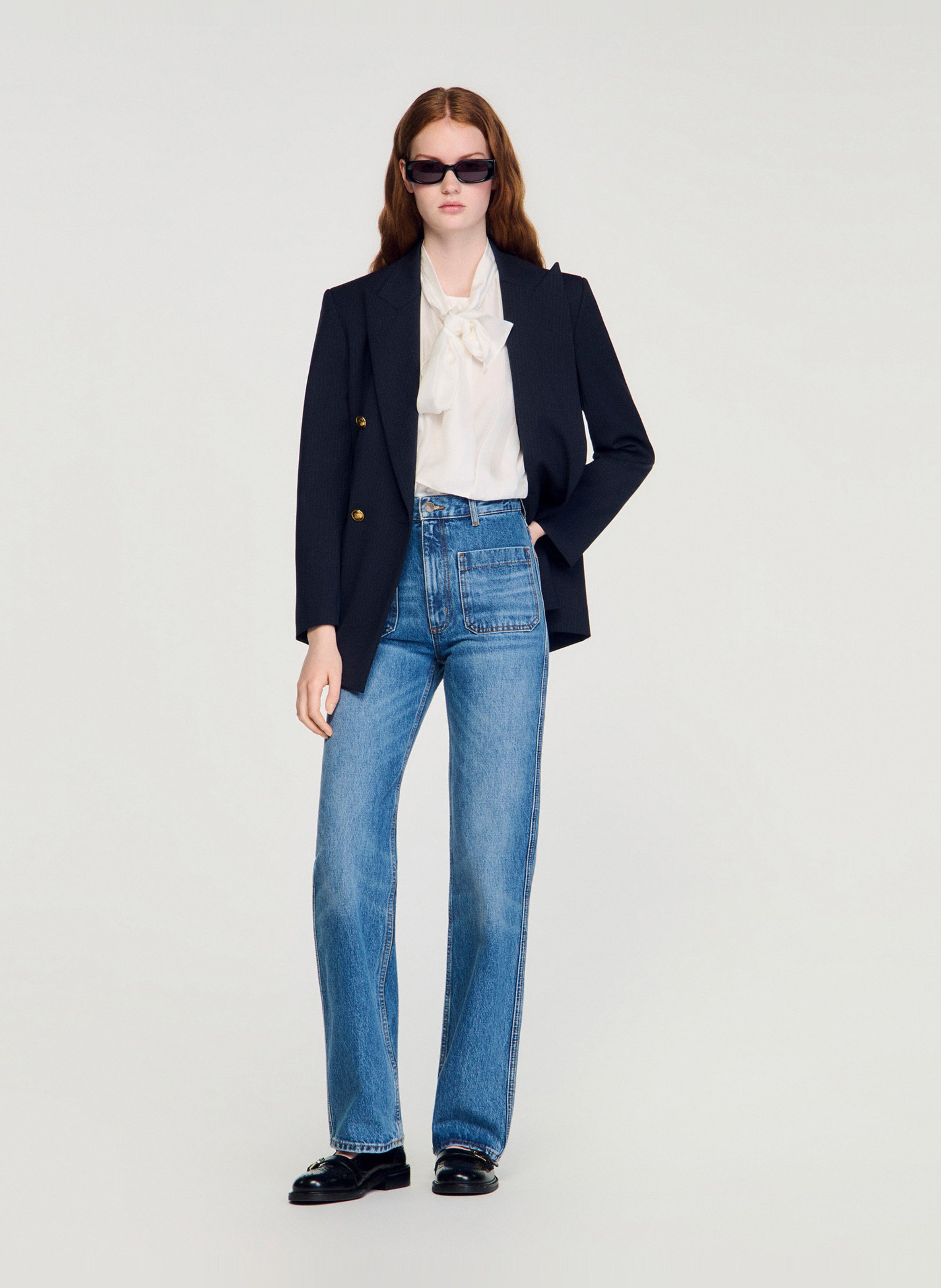 Jean bootcut en coton  SANDRO Bleu