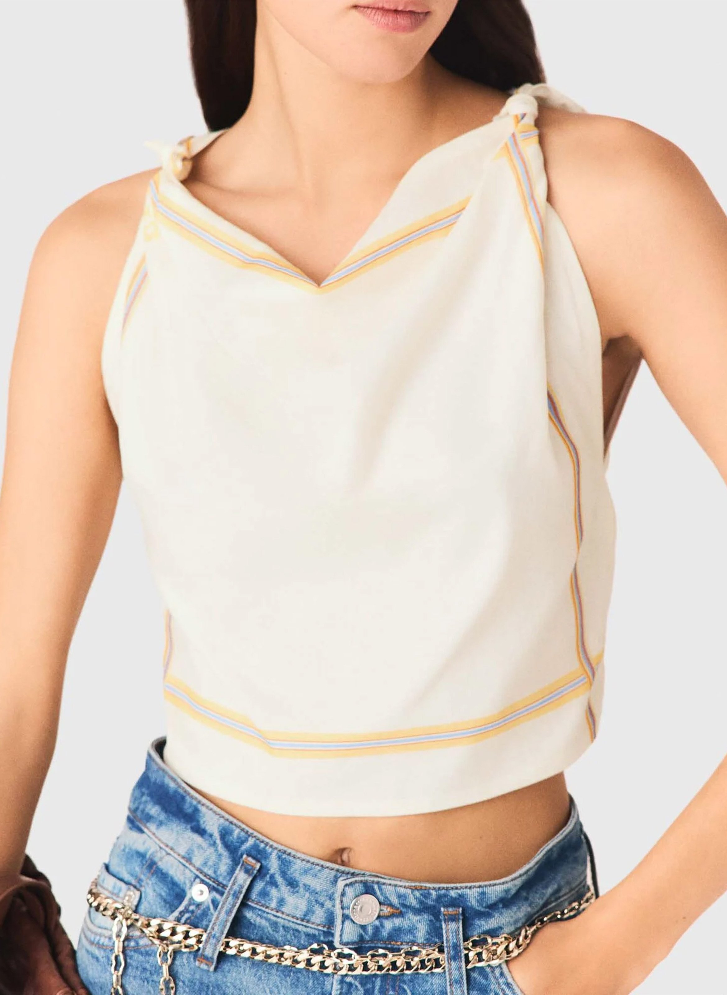 Top droit en coton MAJE Blanc