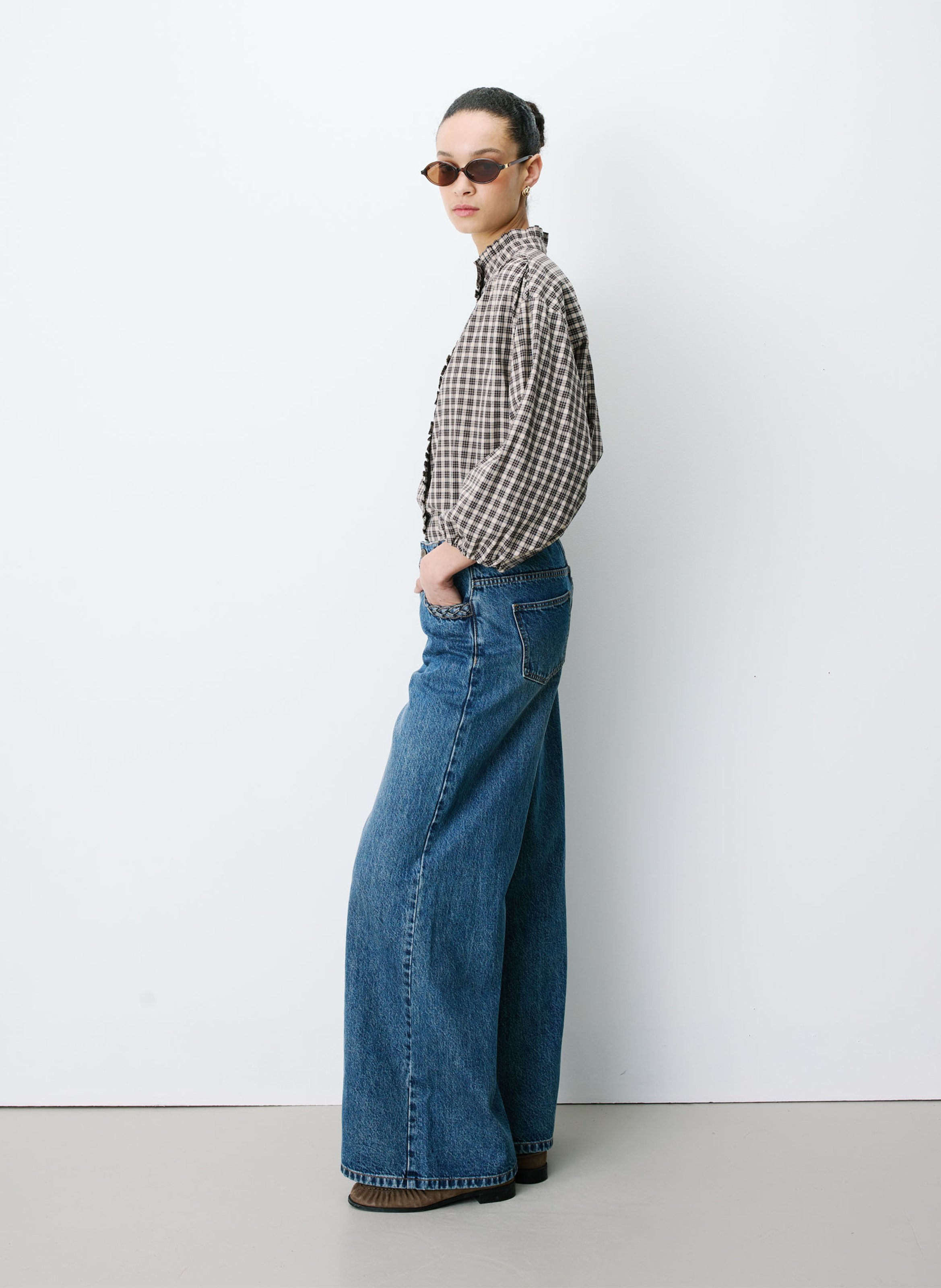 Wide-leg cotton jeans GRACE ET MILA Blue