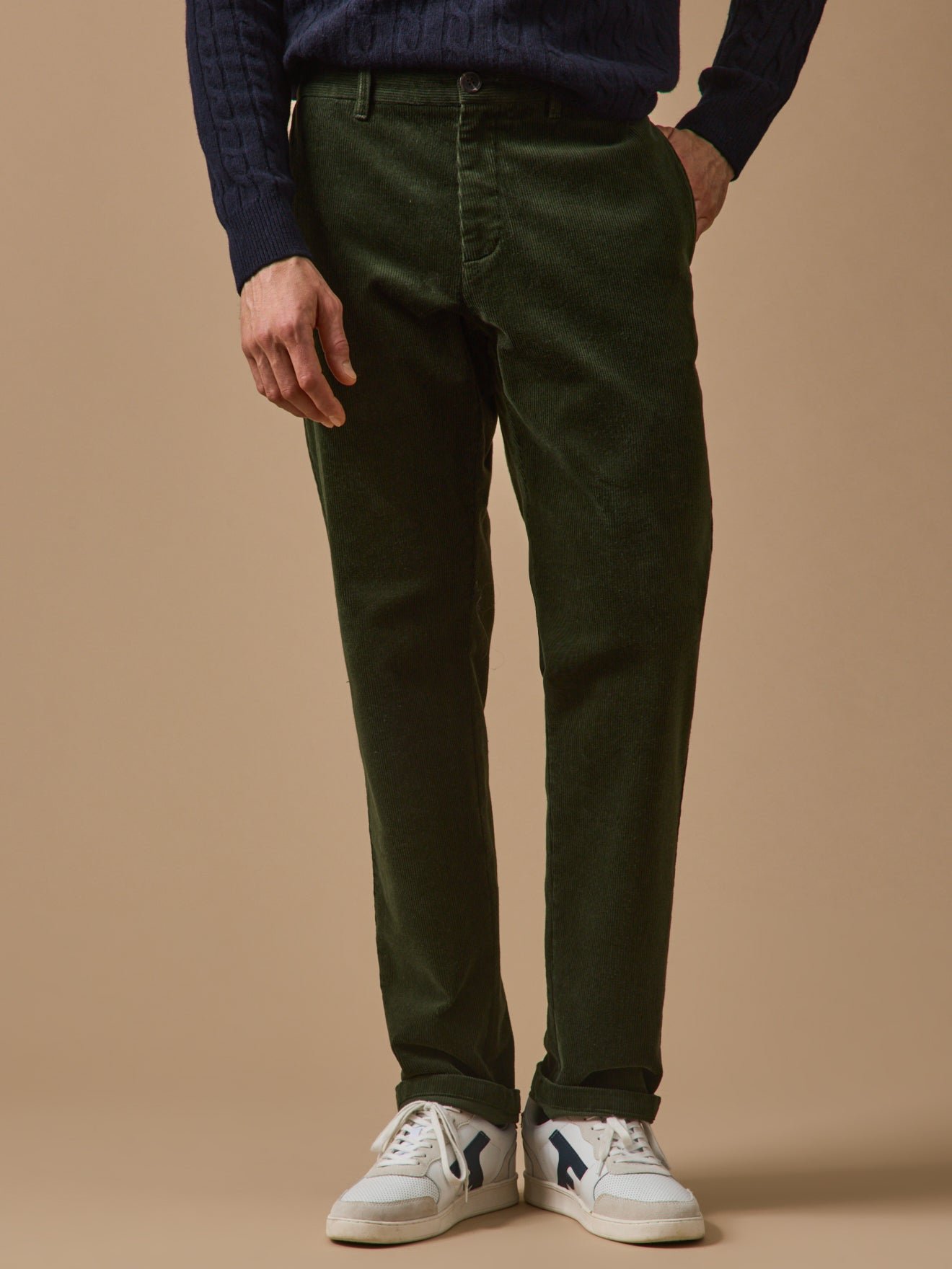 Regular velvet chinos CYRILLUS Green