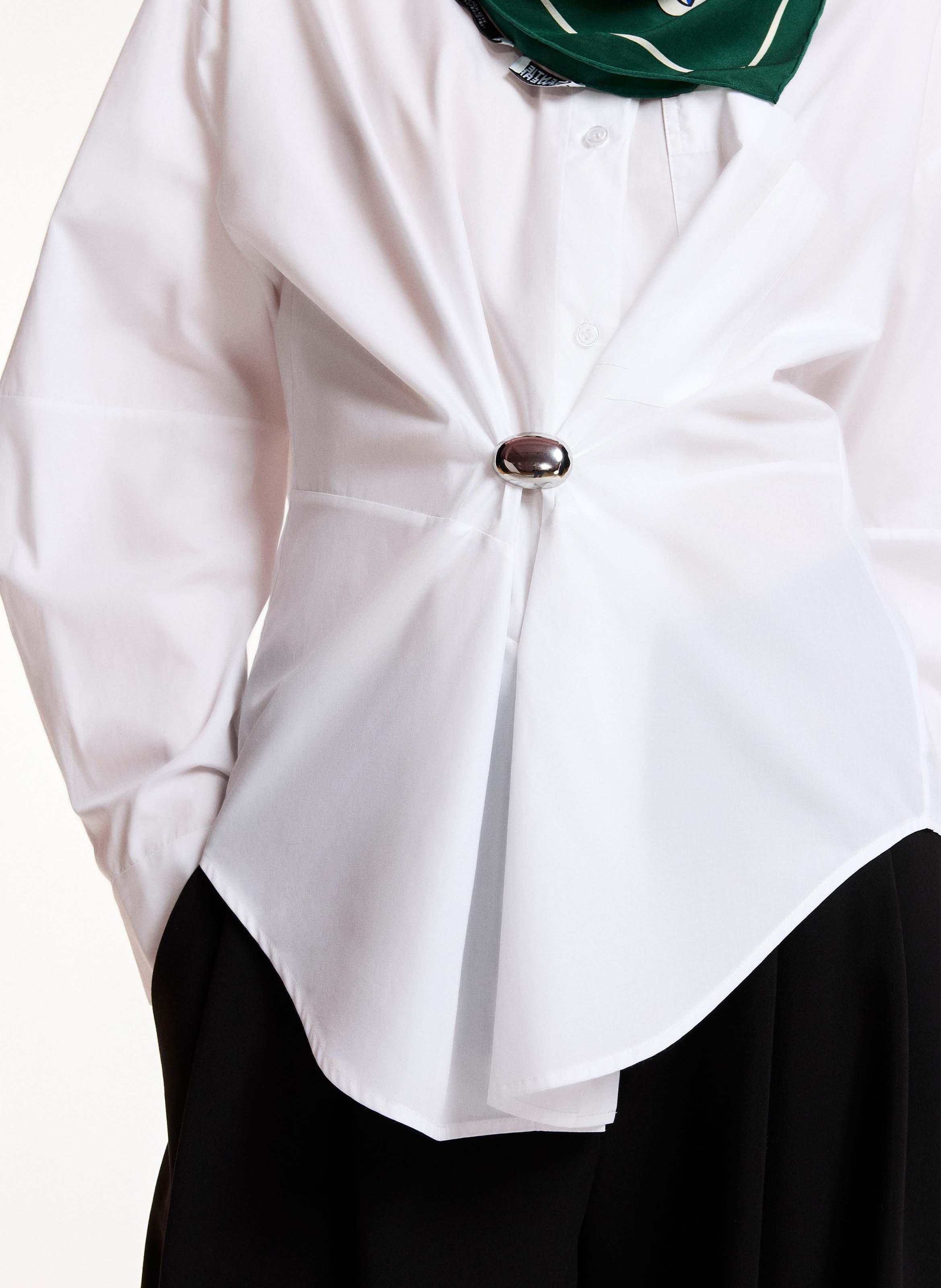 Gerade geschnittene Bluse aus Bio-Baumwolle mit Streifen ESSENTIEL ANTWERP Weiss