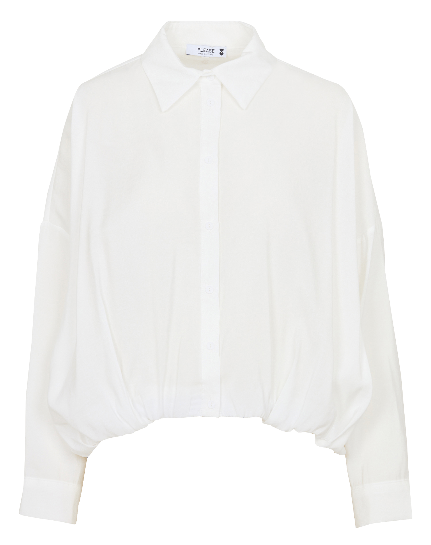 Loose-fit shirt with classic collar PLEASE White