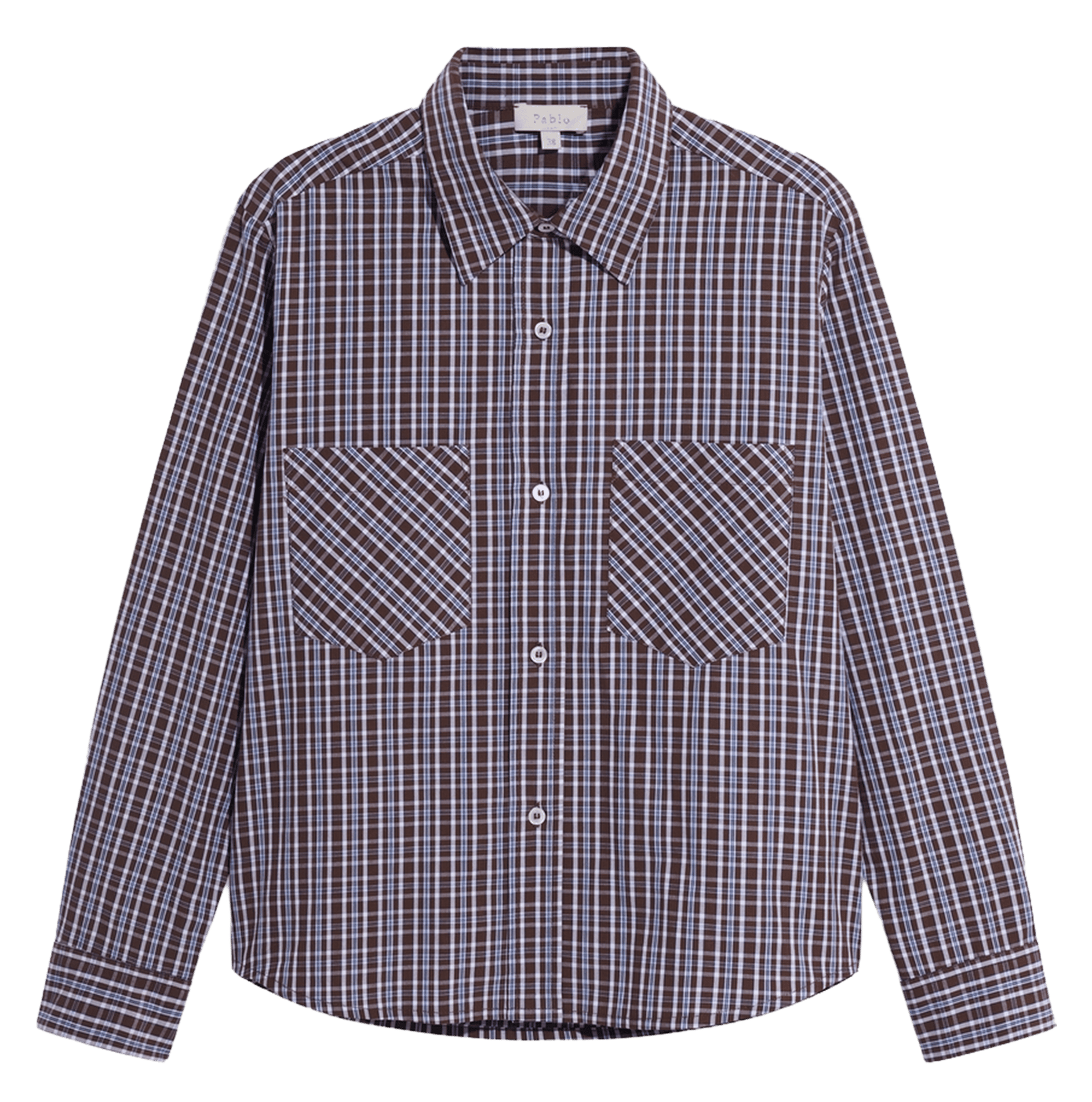Chemise droite en coton PABLO Marron