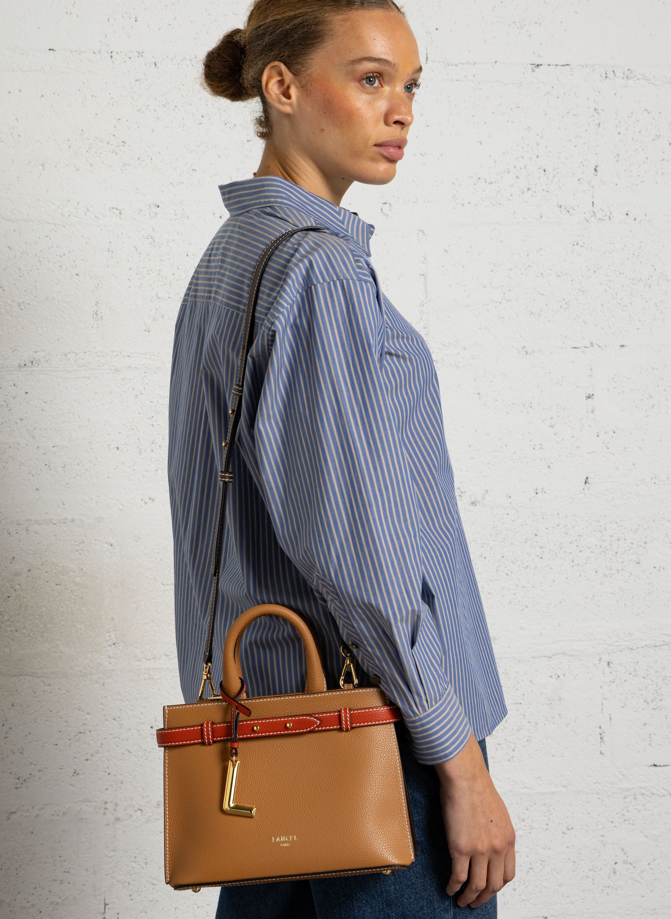 A-line leather skirt LANCEL Beige