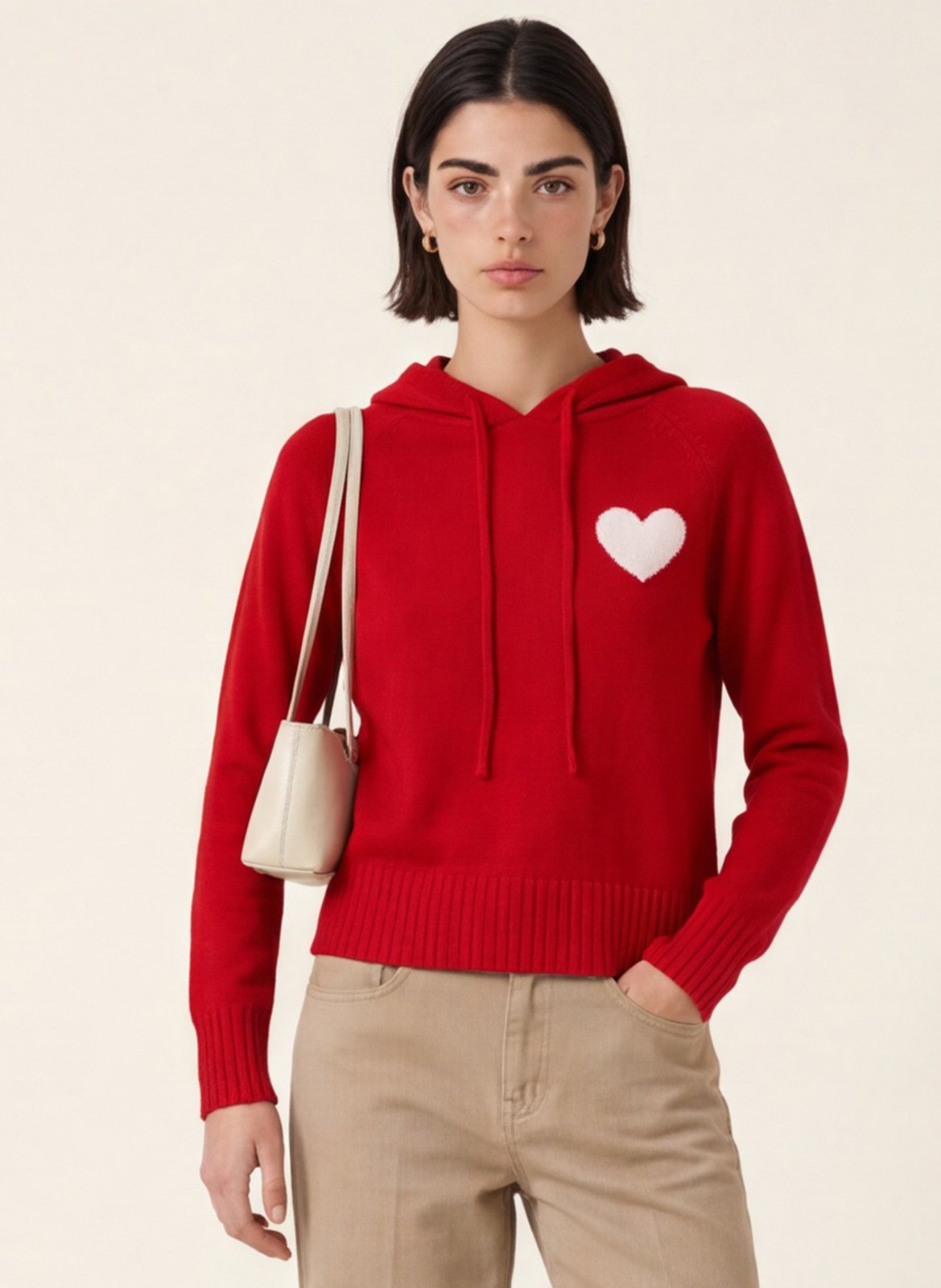 Pull à capuche droit en laine mélangée KOOKAI