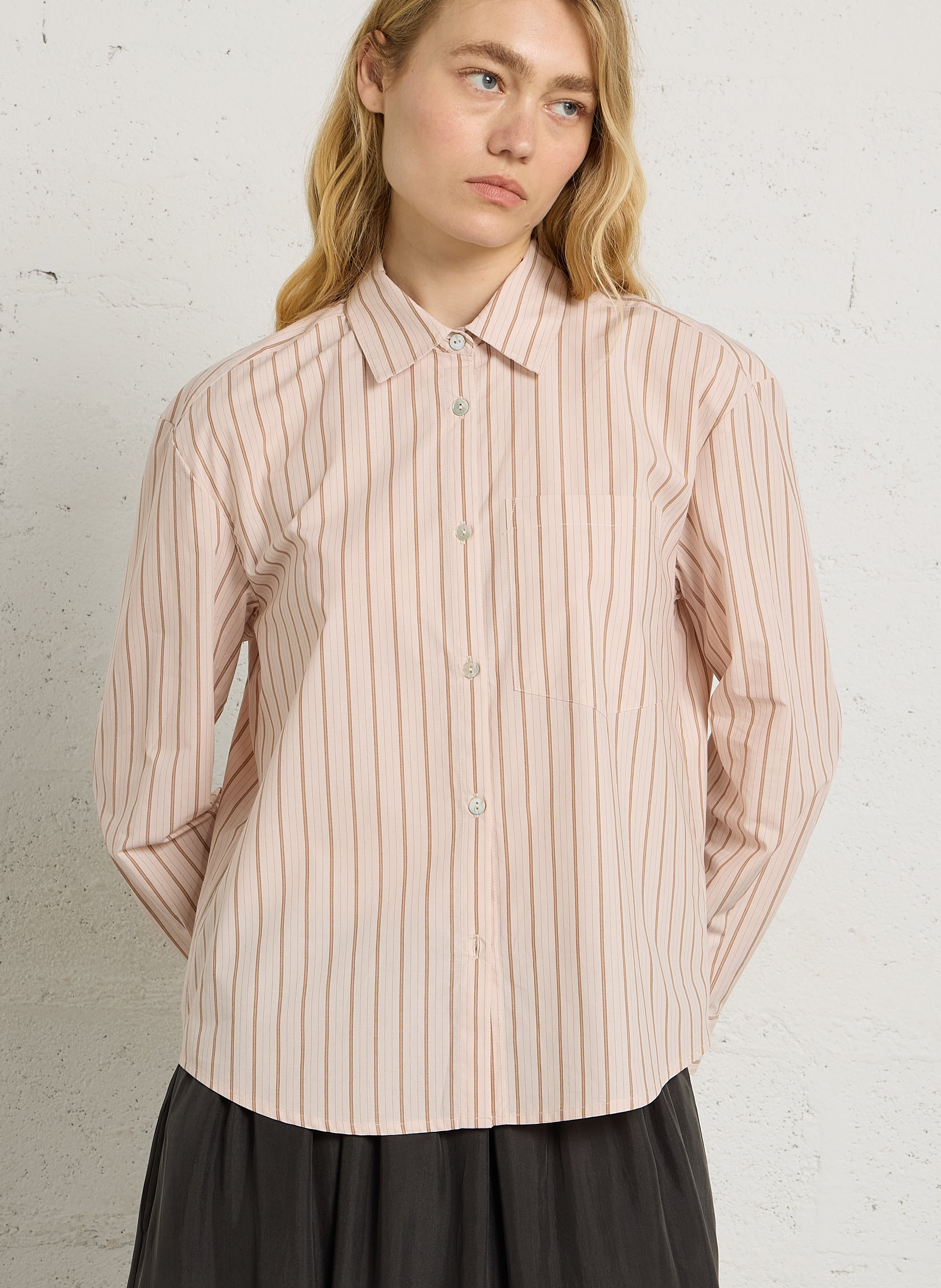 Chemise rayée en coton NICE THINGS Beige