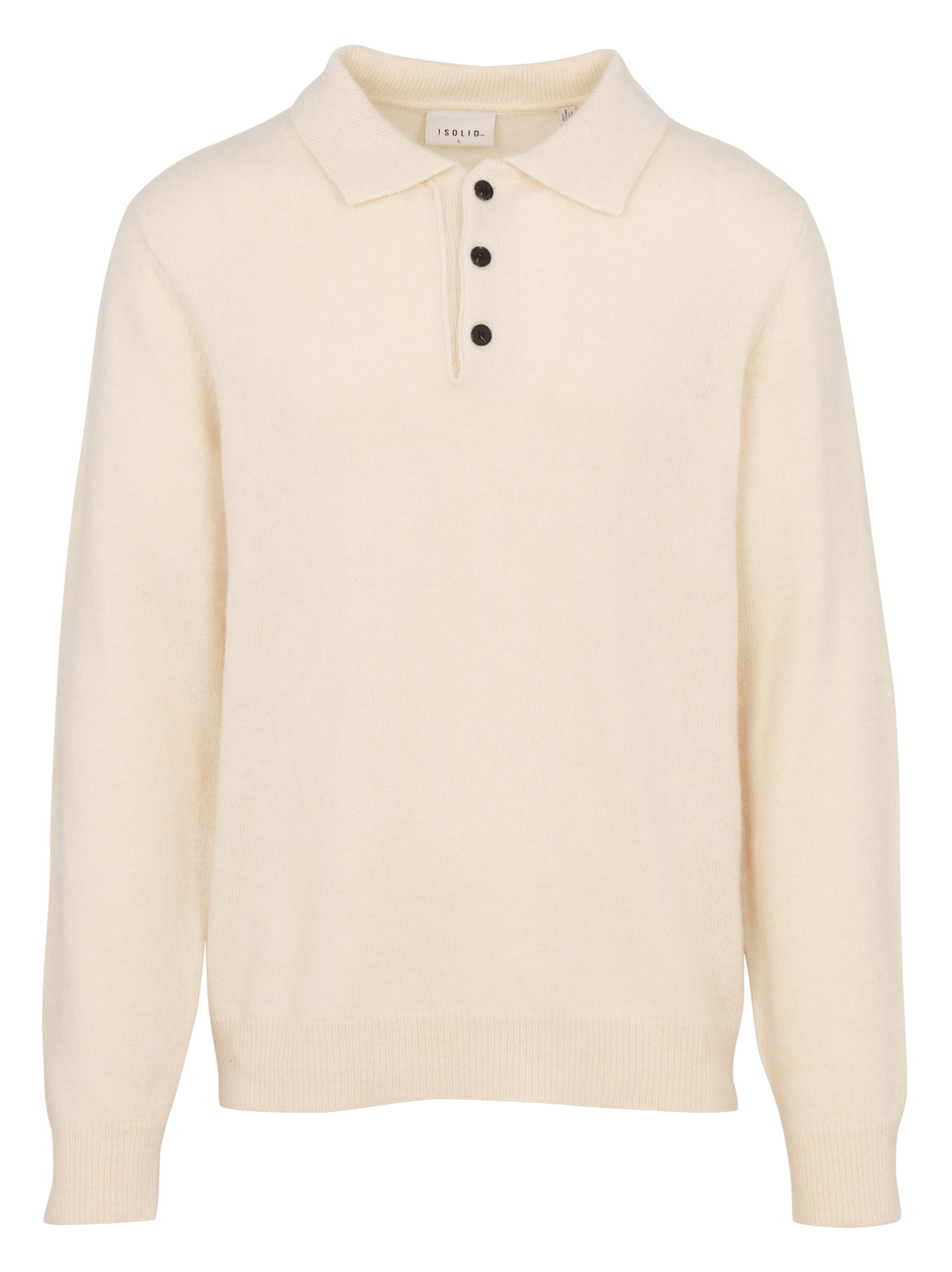 Wollmix-Pullover mit Polokragen SOLID Beige