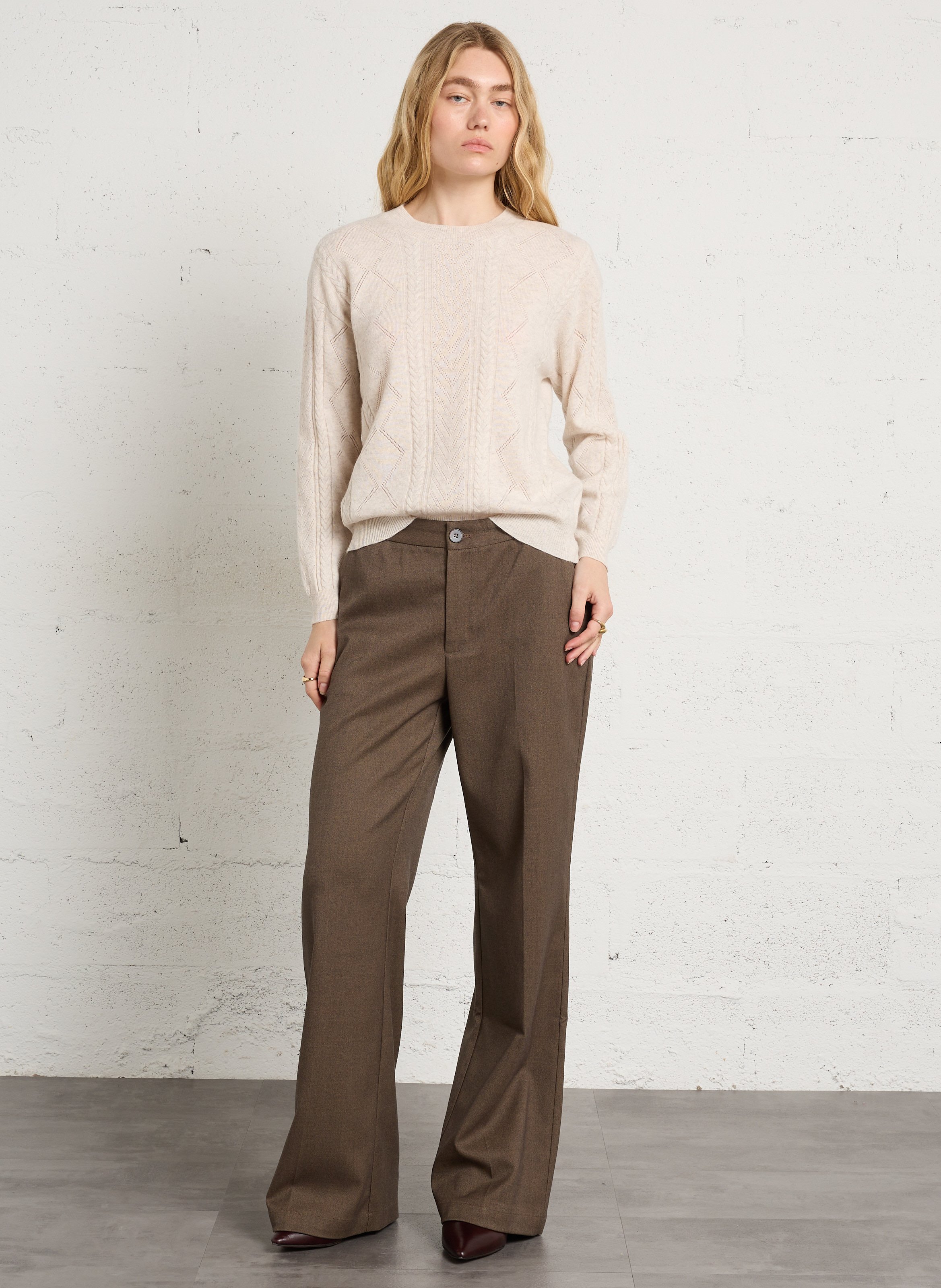 Pantalon tailleur large uni SEE U SOON Marron