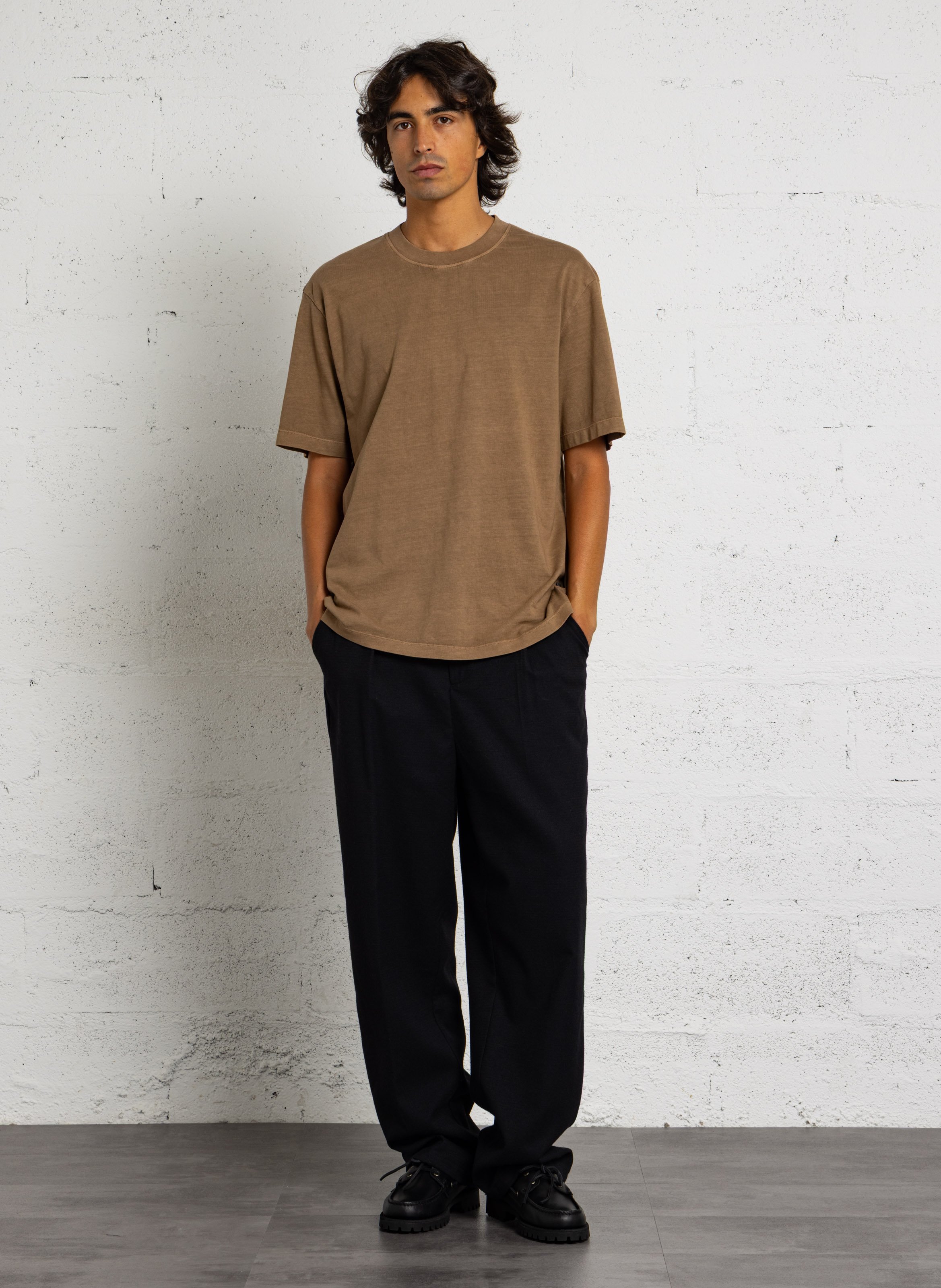 Tee-shirt col rond en coton MINIMUM Marron