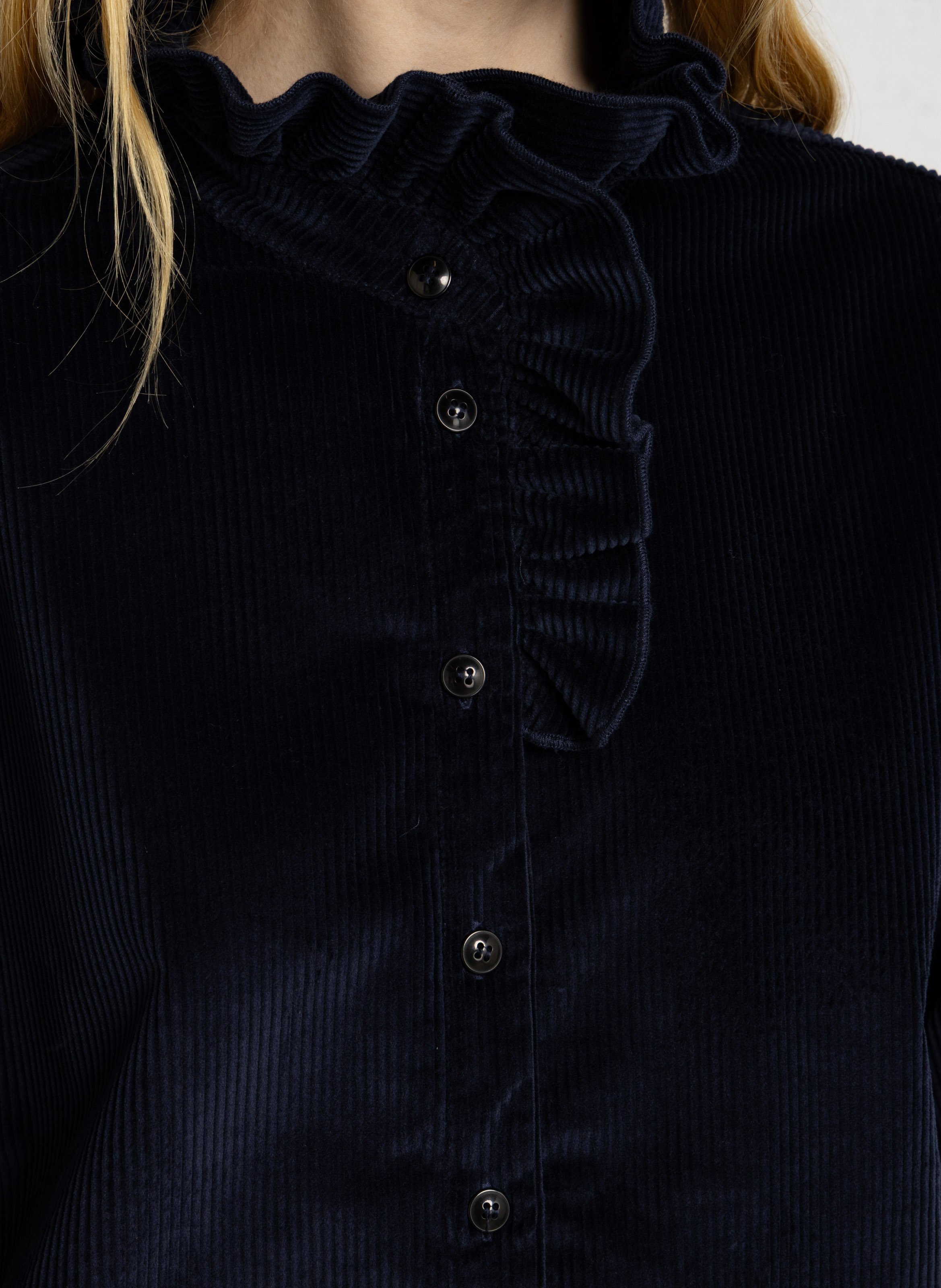 Loose-fitting cotton-blend shirt with high collar SUZIE WINKLE Blue