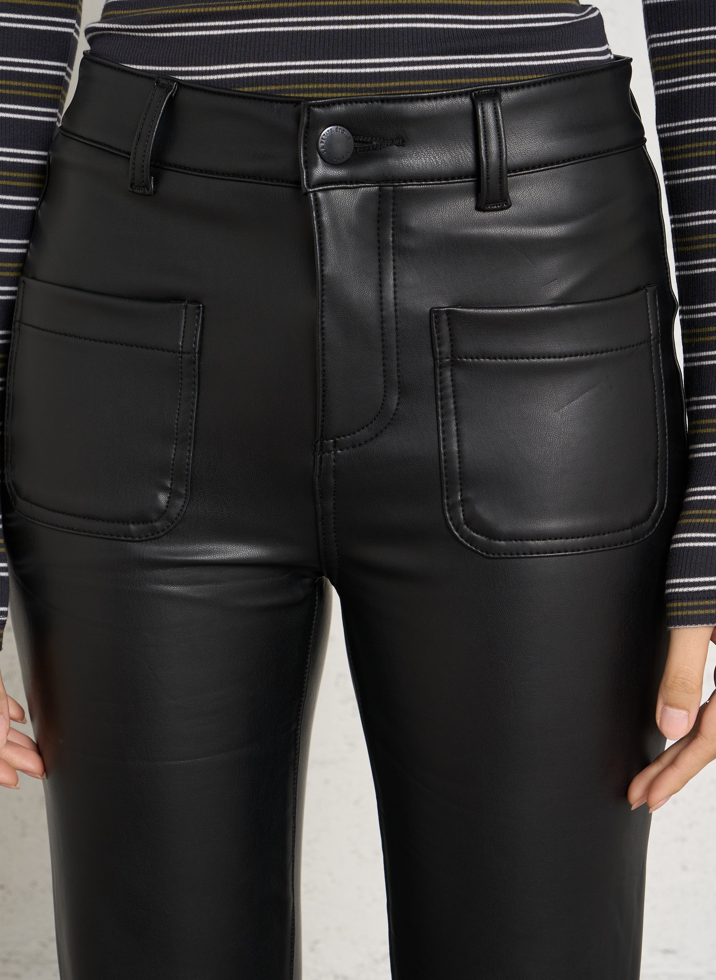 Pantalon droit effet cuir LA PETITE ETOILE Noir