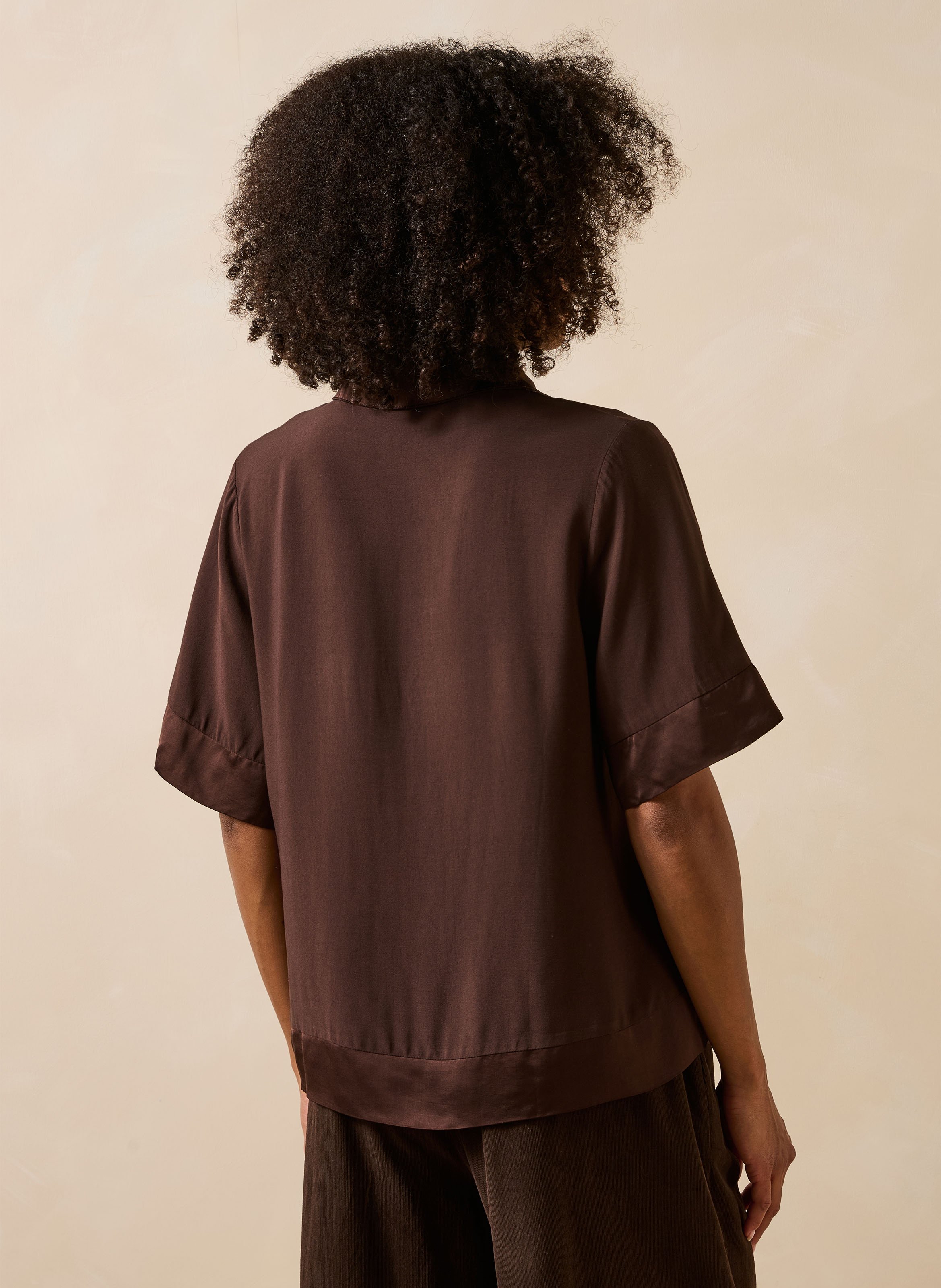 Top ample col classique LA FEE MARABOUTEE Marron