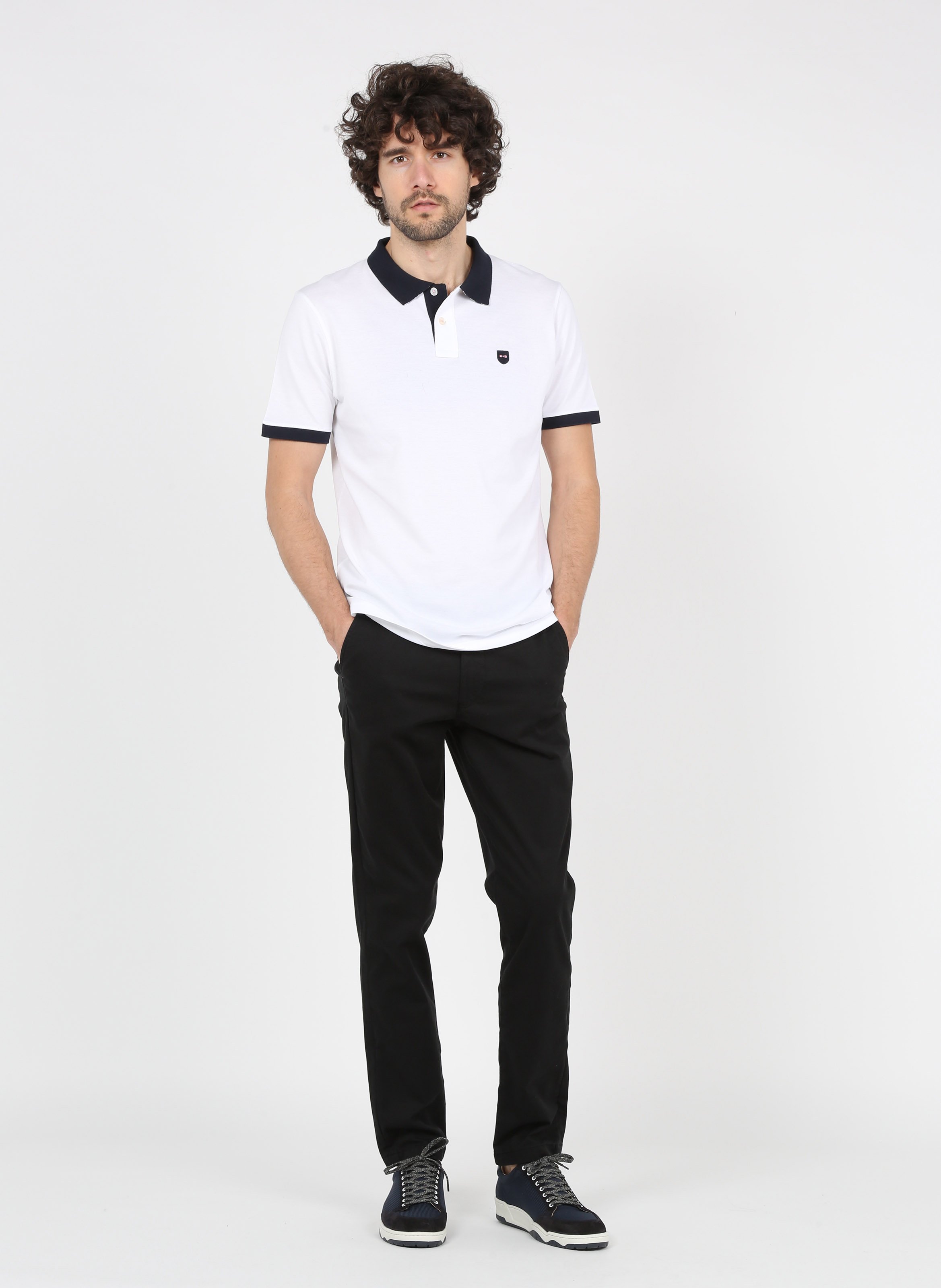 Pantalon slim en coton organique SELECTED Noir