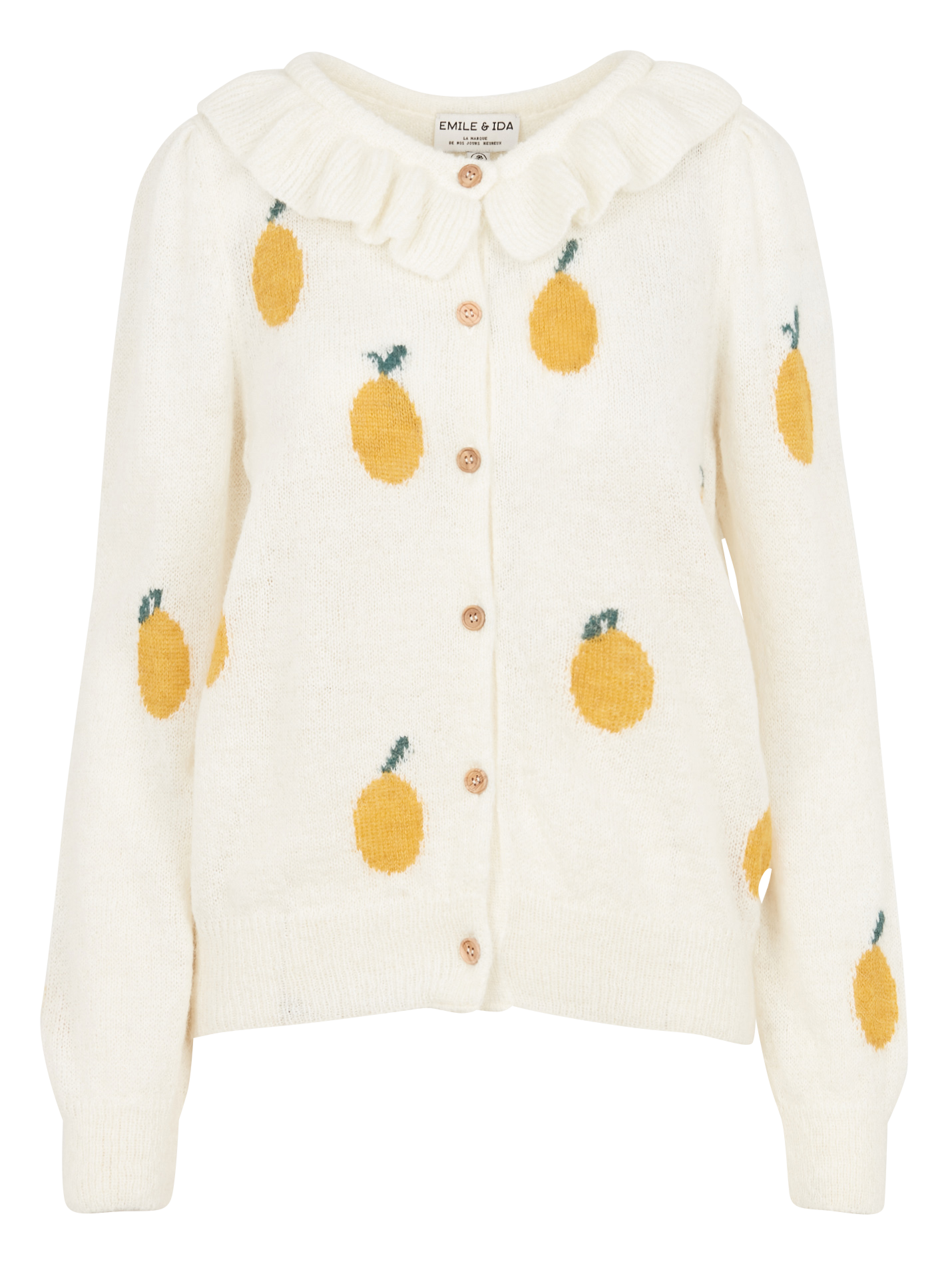 Gilet col rond en laine mélangé EMILE ET IDA Blanc