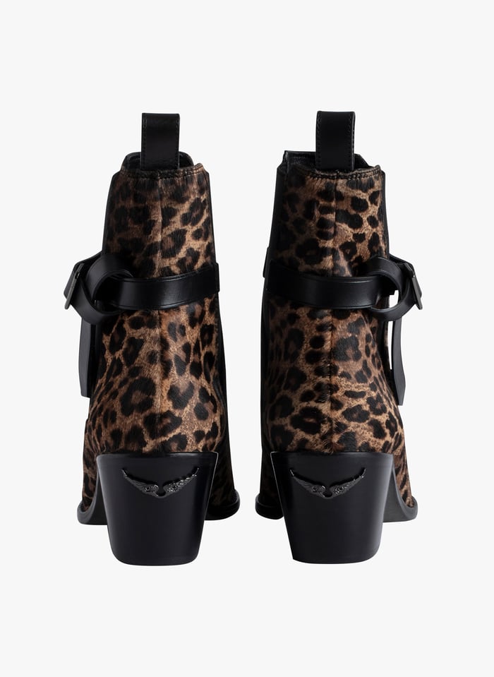 Leopard print leather hot sale ankle boots