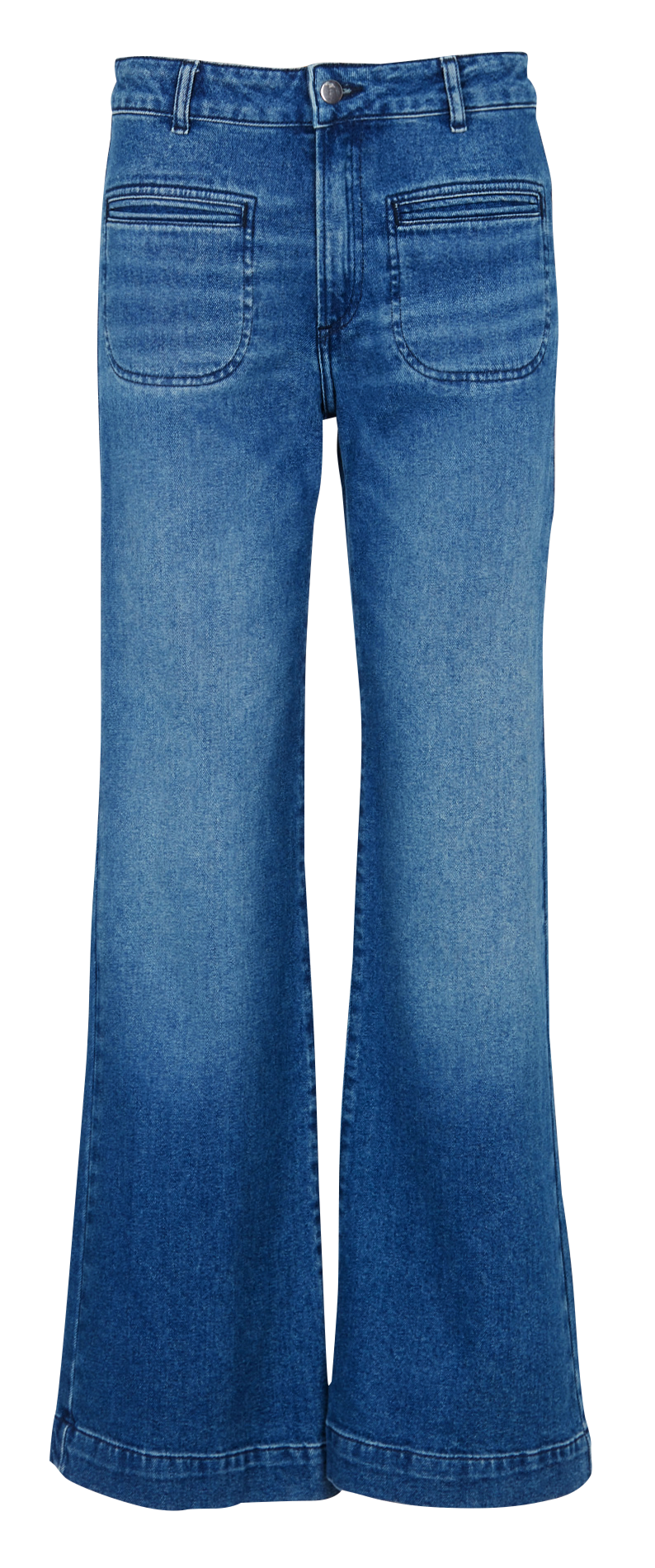 Flared jeans met hoge taille van stretchkatoen ACQUAVERDE Blauw