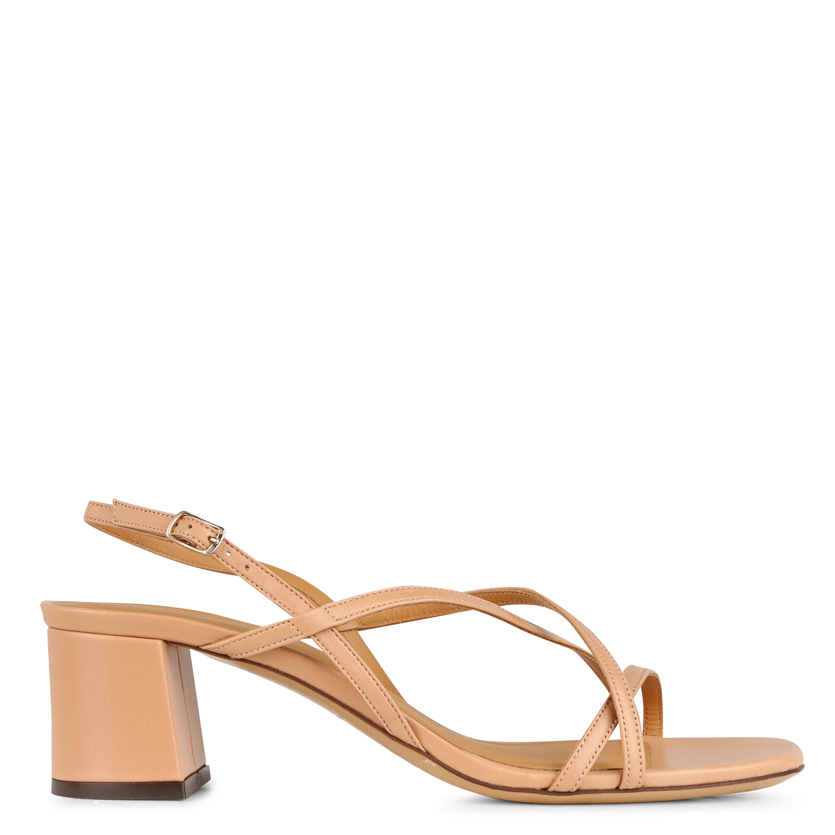 Leren sandaaltje met hak RIVECOUR Bruin