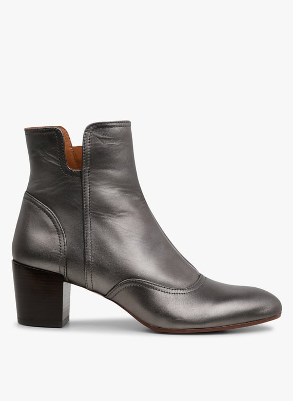 Bottines en cuir metallise Argent