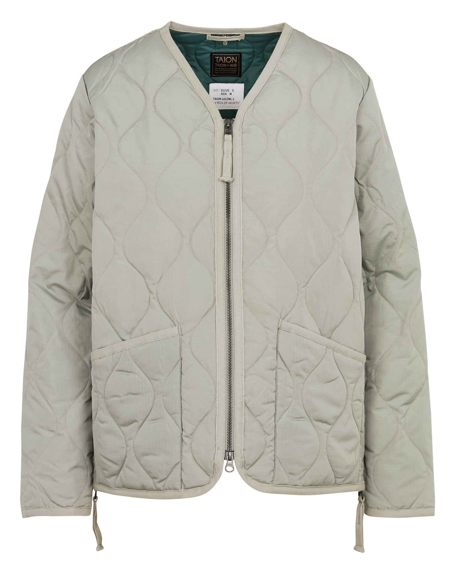 Veste col V matelassée TAION Kaki