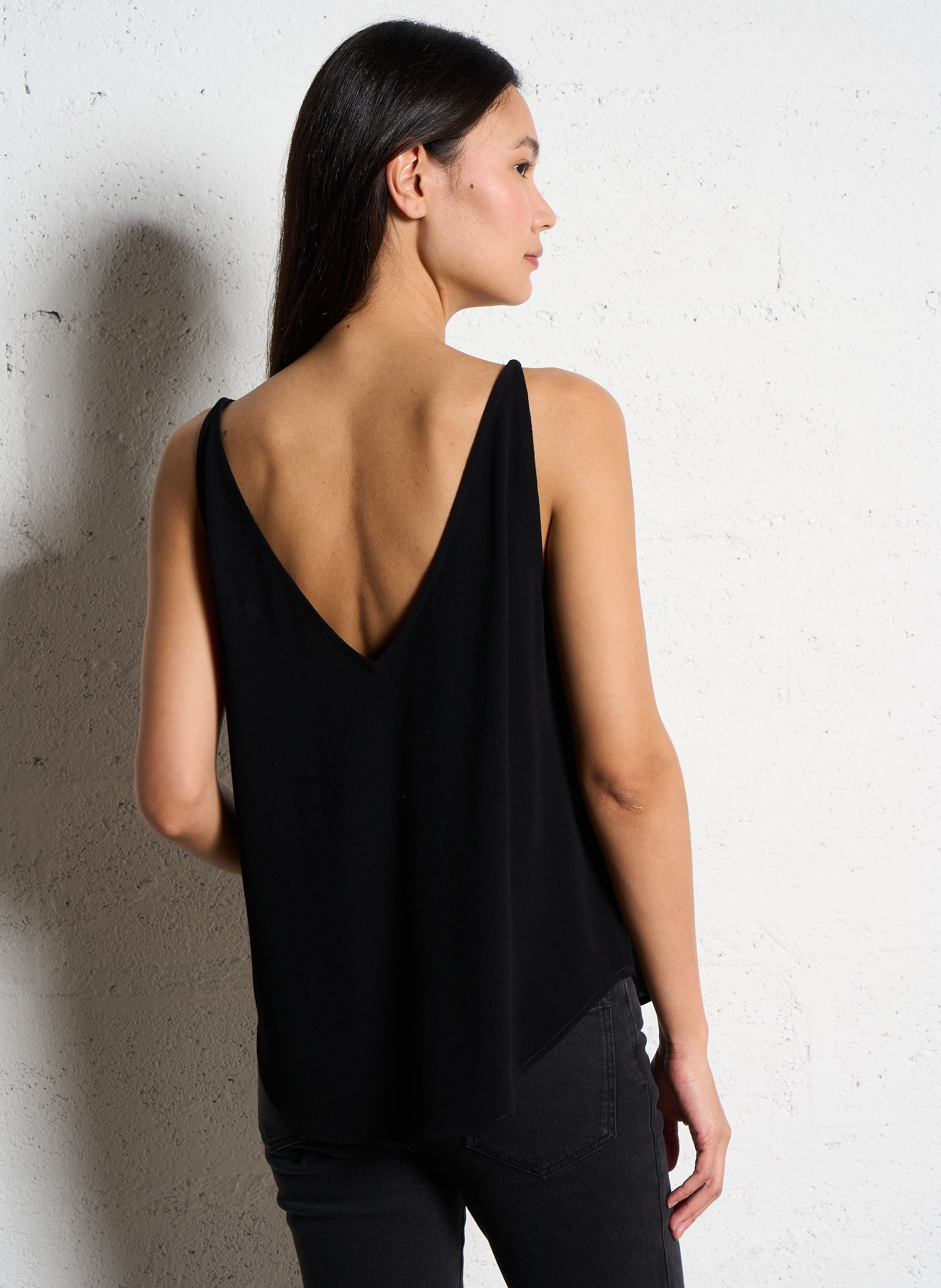 Top à bretelles en crêpe BA&SH Noir