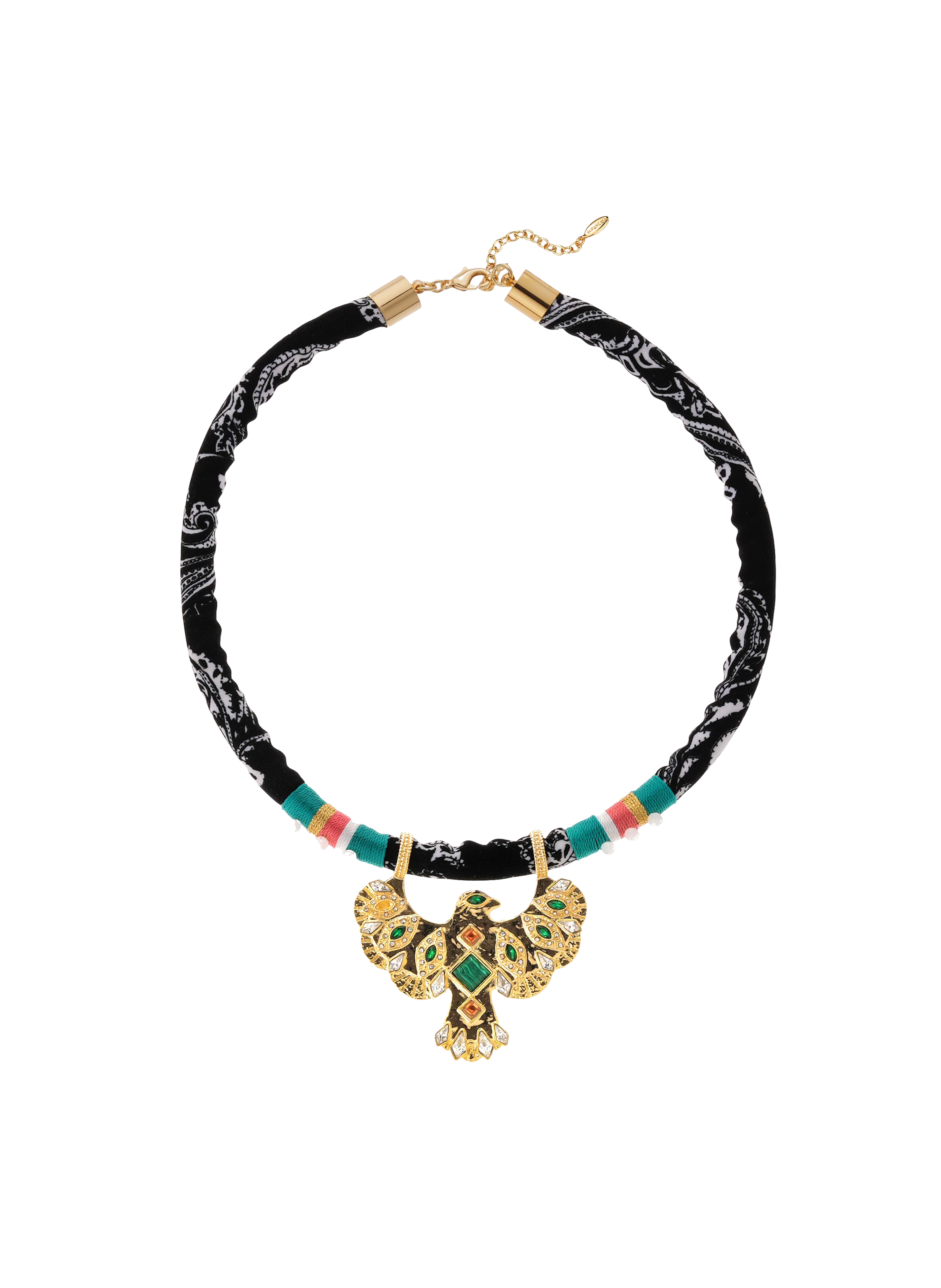 Choker necklace in fabric with central pendant HIPANEMA Golden