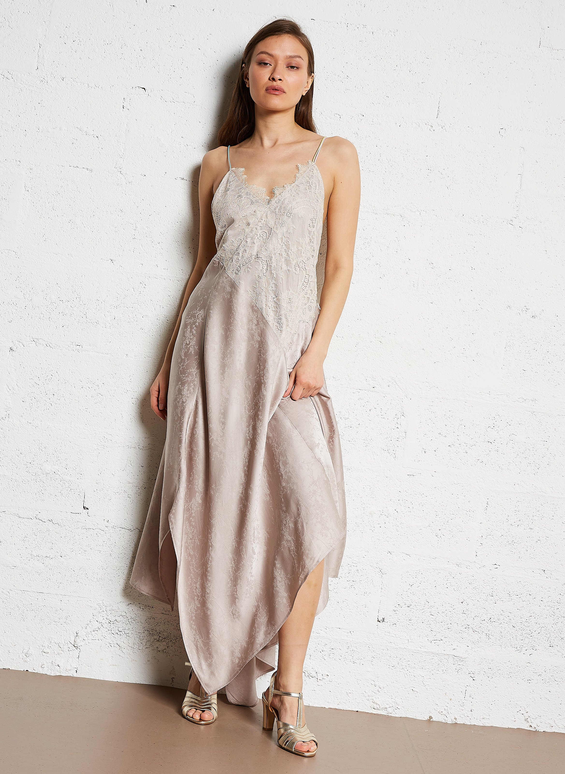 Midikleid aus Spitze MES DEMOISELLES Grau