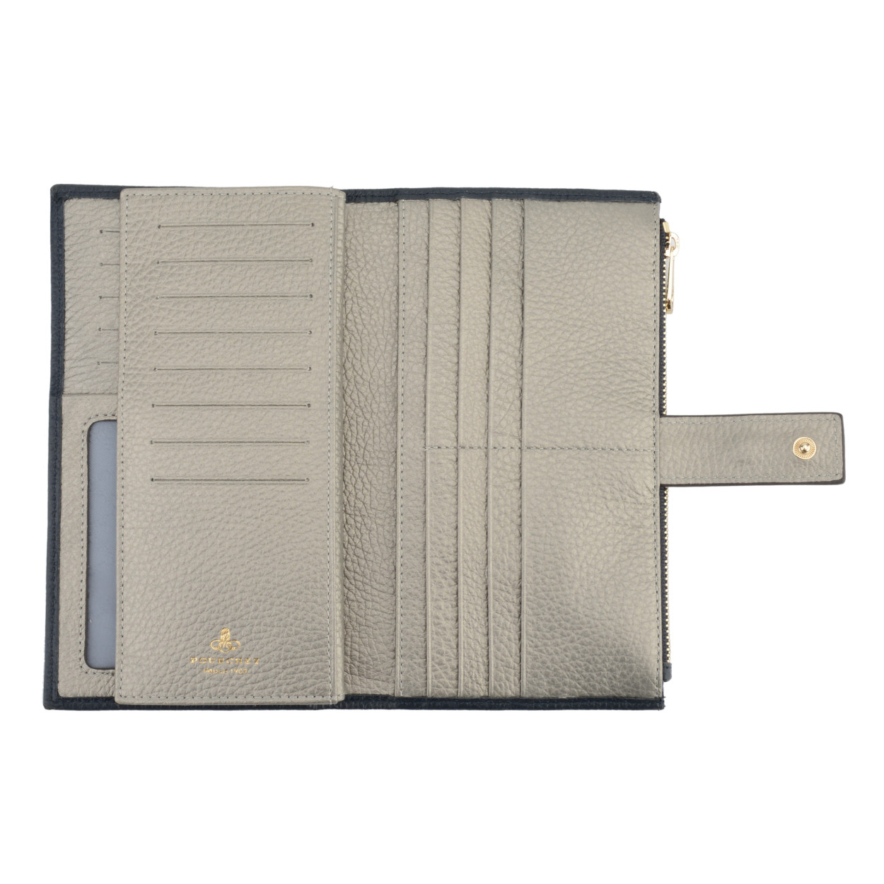 Leather multi-compartment wallet POURCHET Blue