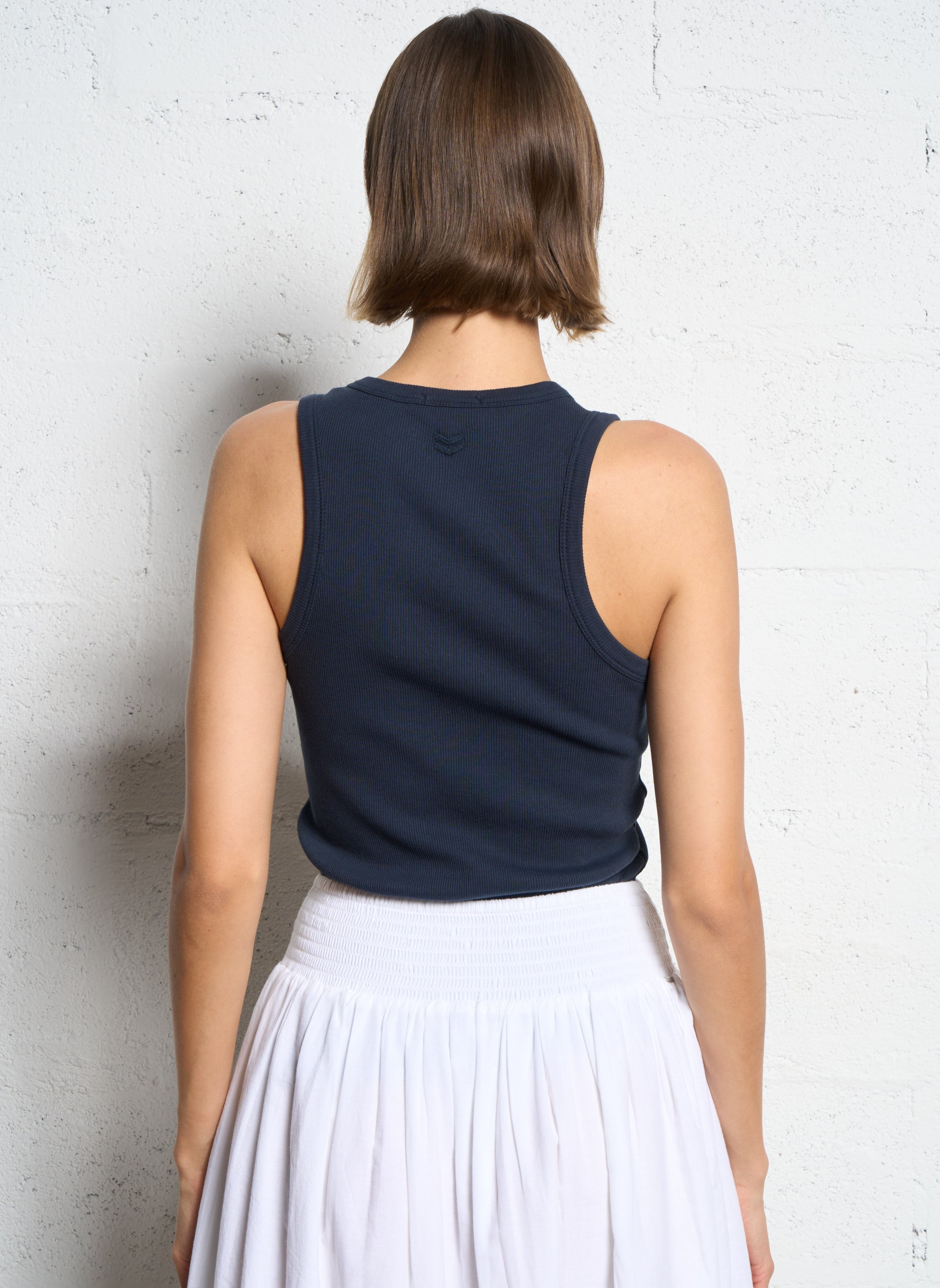 Basic cotton sleeveless top IKKS Blue