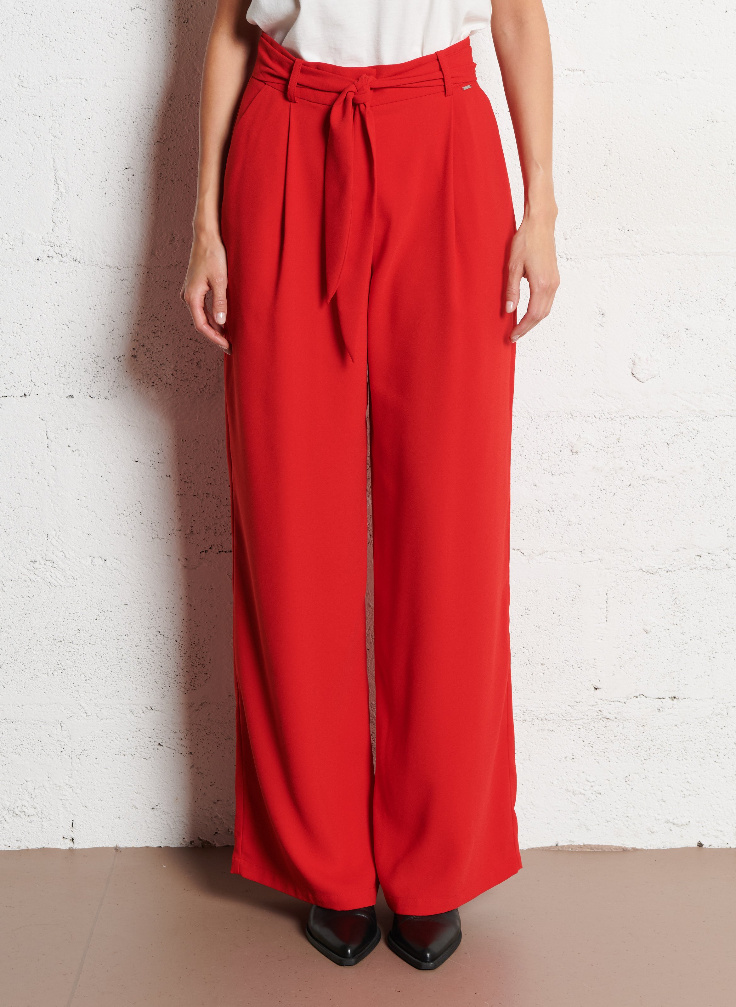 Azawood high-waisted wide-leg trousers IKKS Red