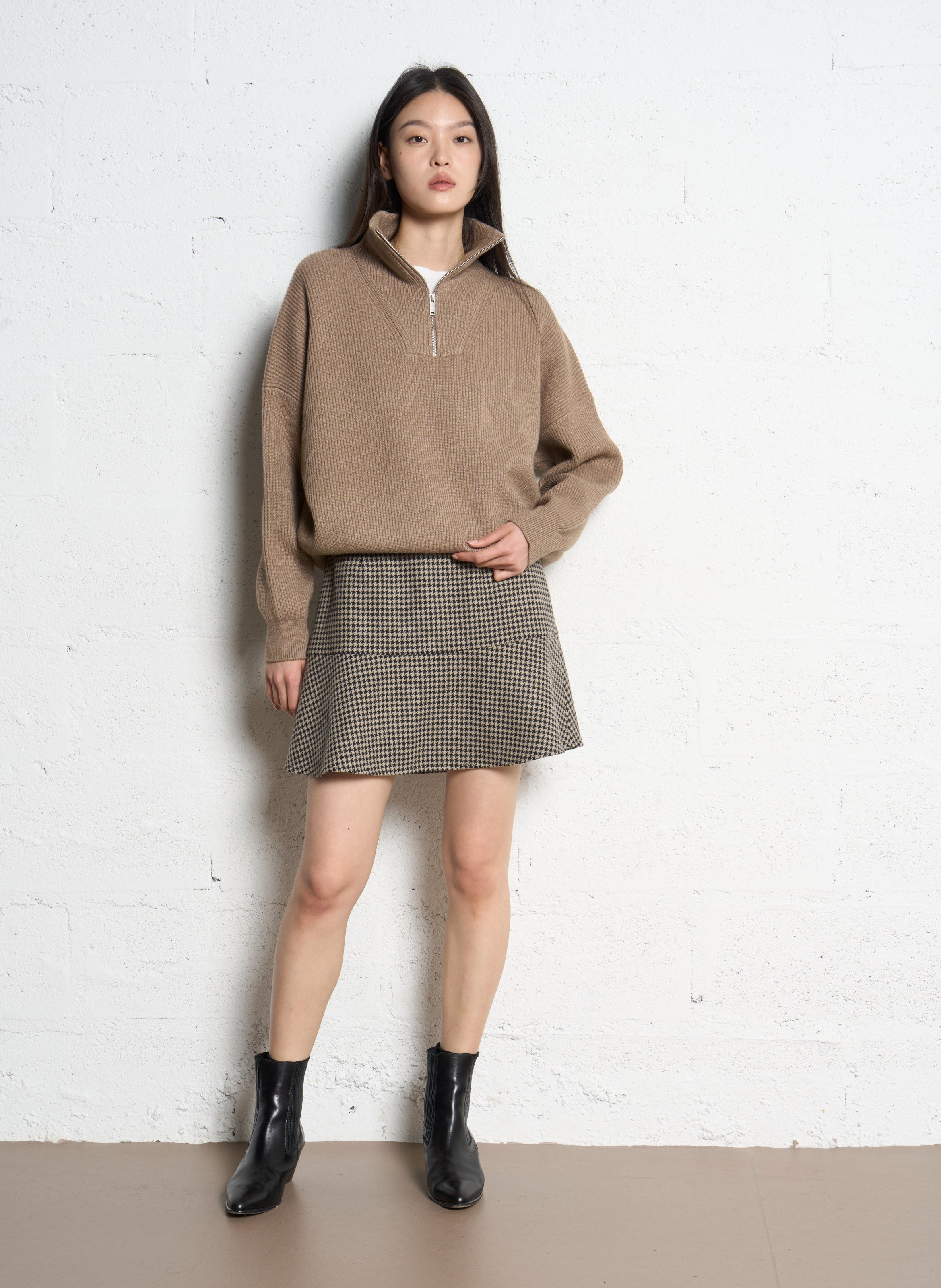 Ruime coltrui met rits in gebreide stof IKKS Beige