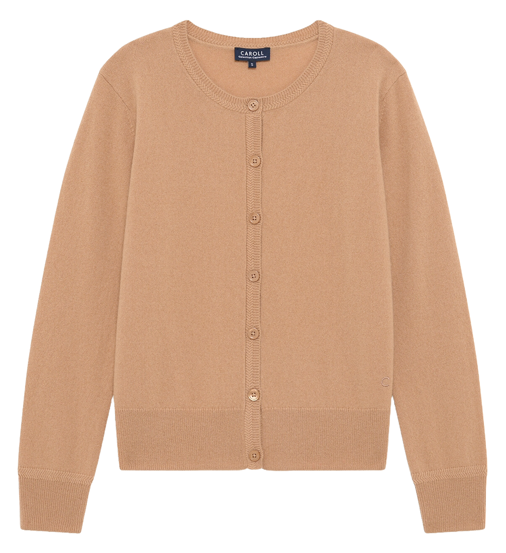 Gilet en cachemire col rond CAROLL Marron