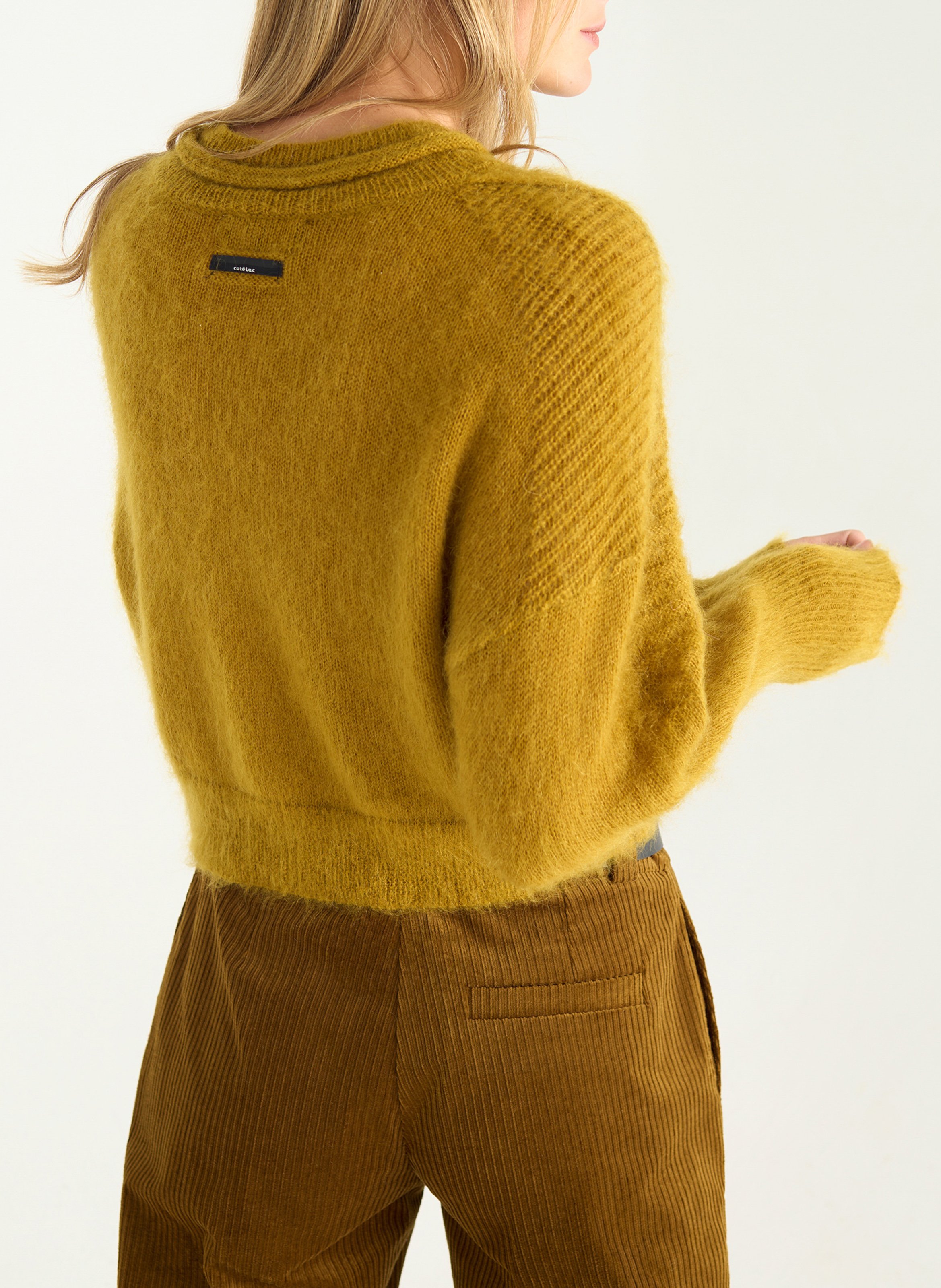 Cardigan oversize col montant en laine mélangée COTELAC Jaune