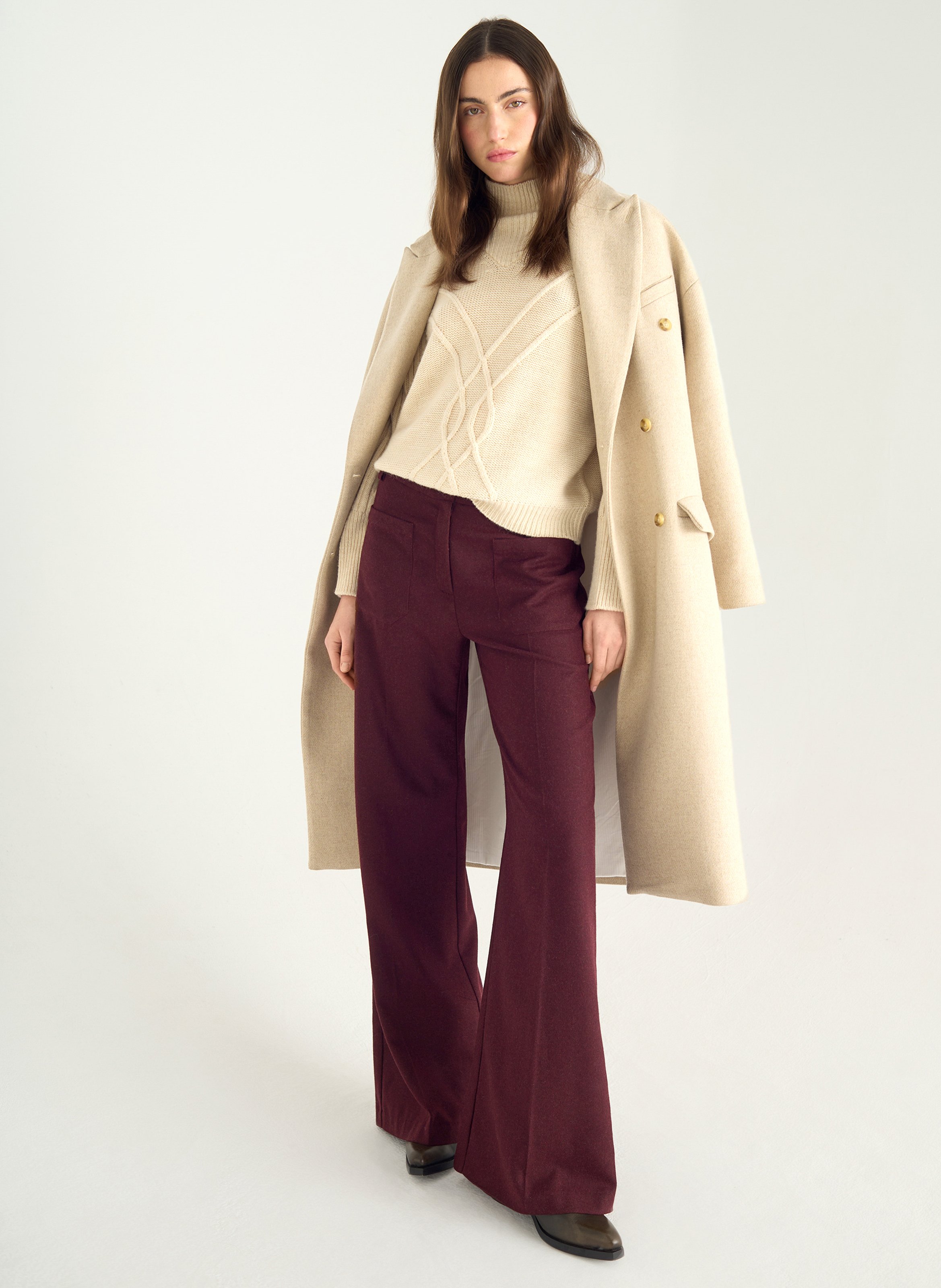 High-waisted wide-leg pants with a mottled finish ACOTE Purple