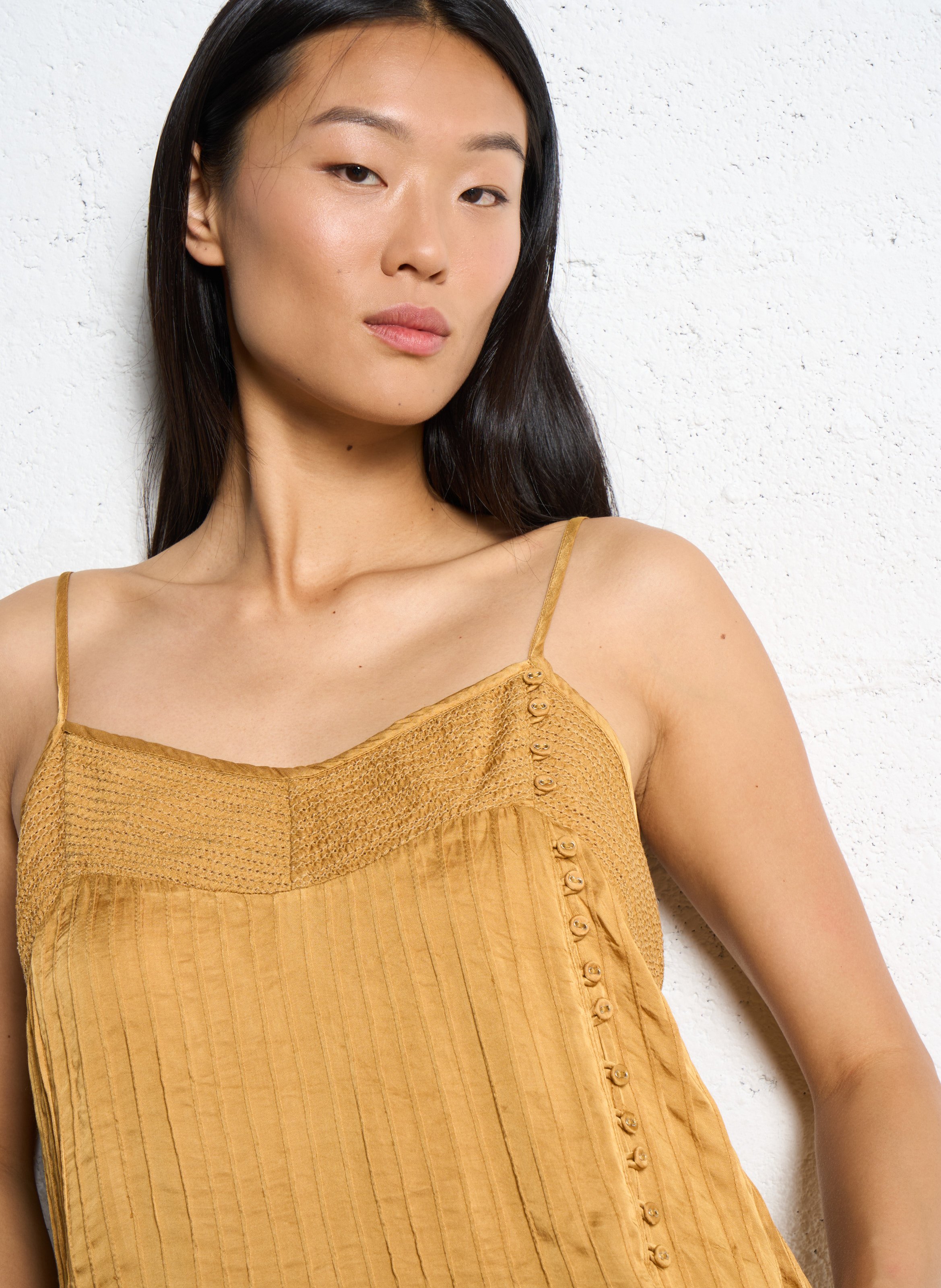 Fluid V-neck camisole top MES DEMOISELLES Yellow