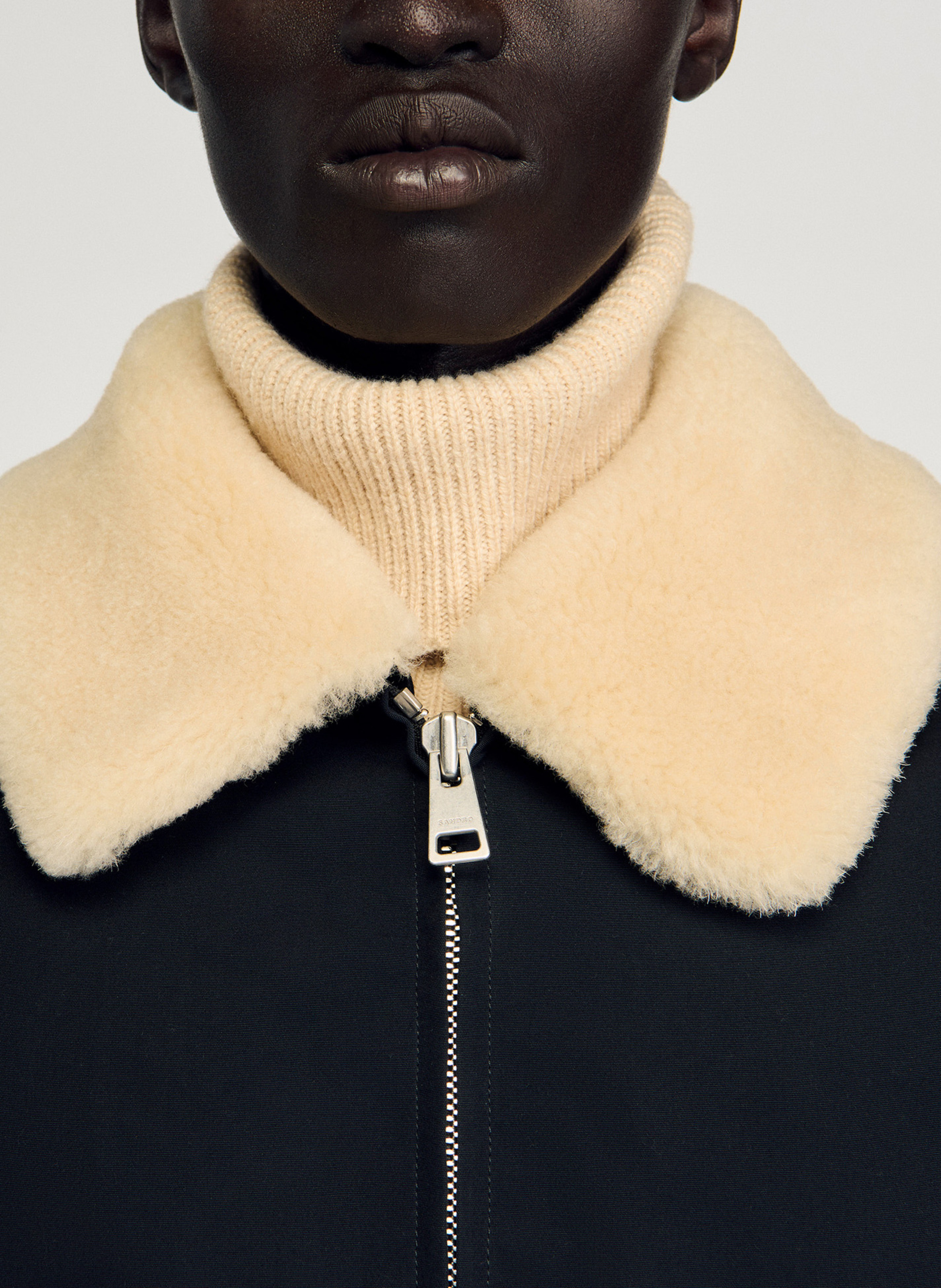 Blouson col classique en coton SANDRO Bleu