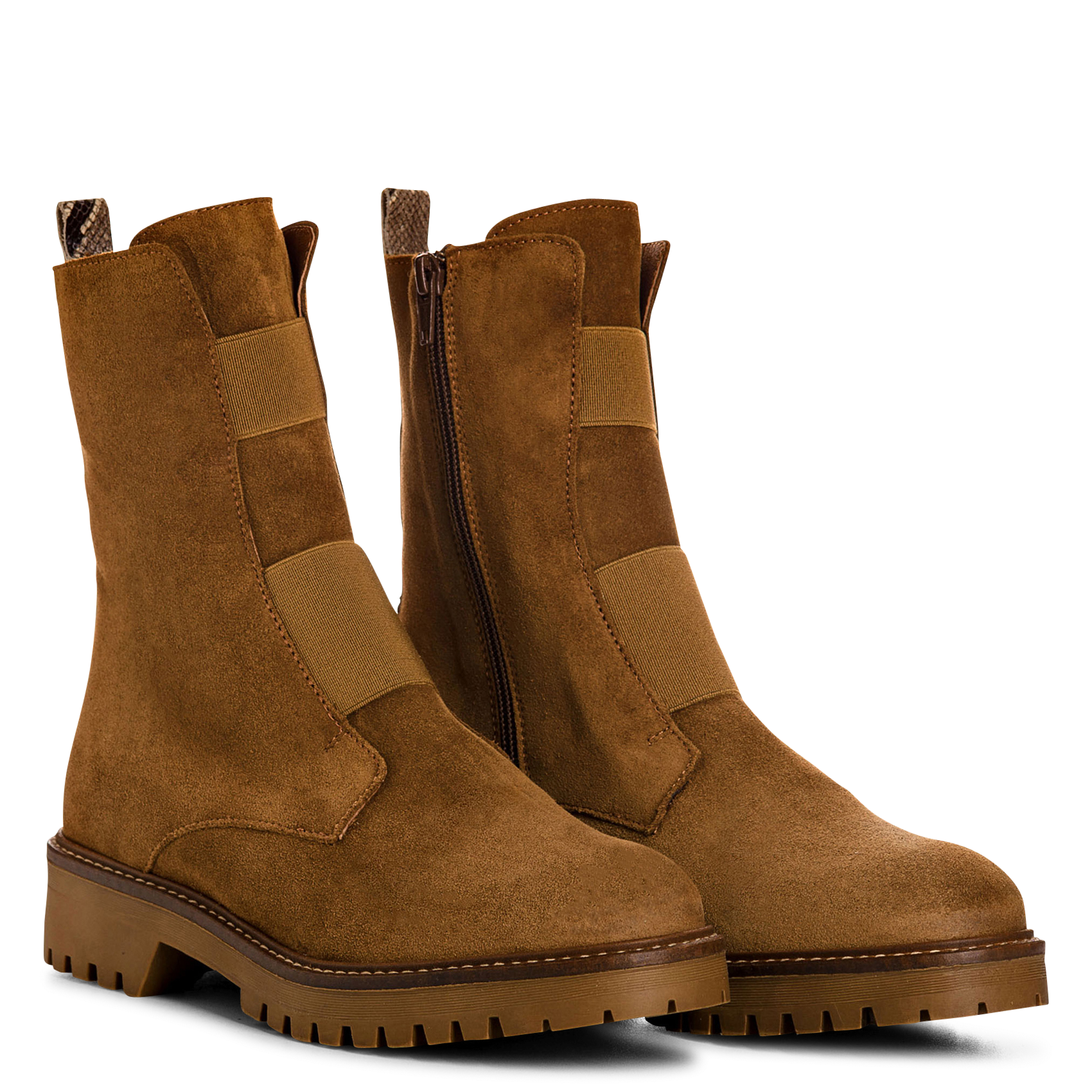 Enkellaarzen van veloursleer REQINS Beige