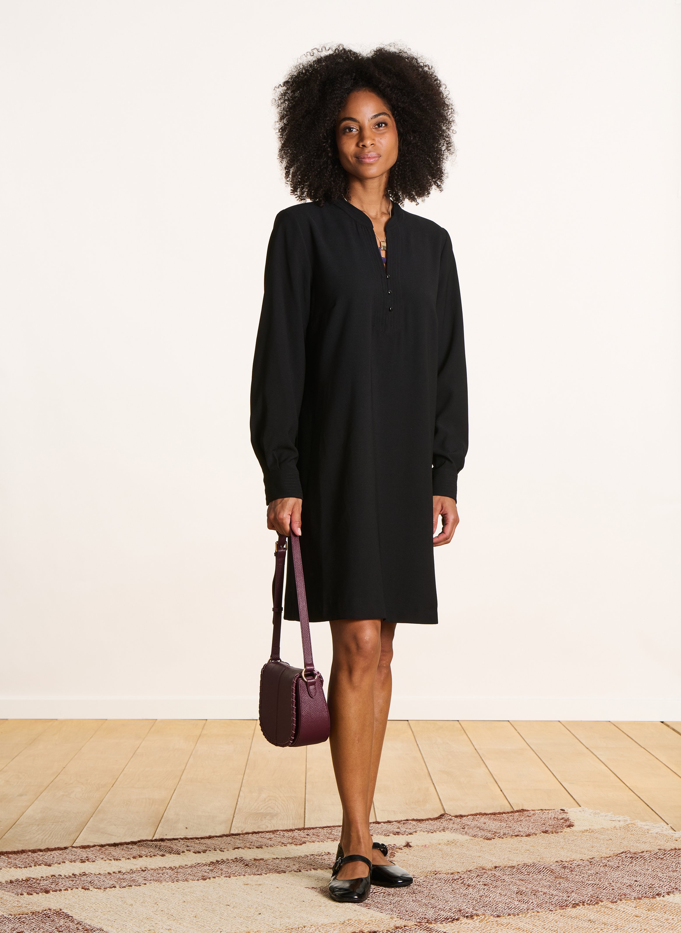 Midi dress with Tunisian neckline LA FEE MARABOUTEE Black