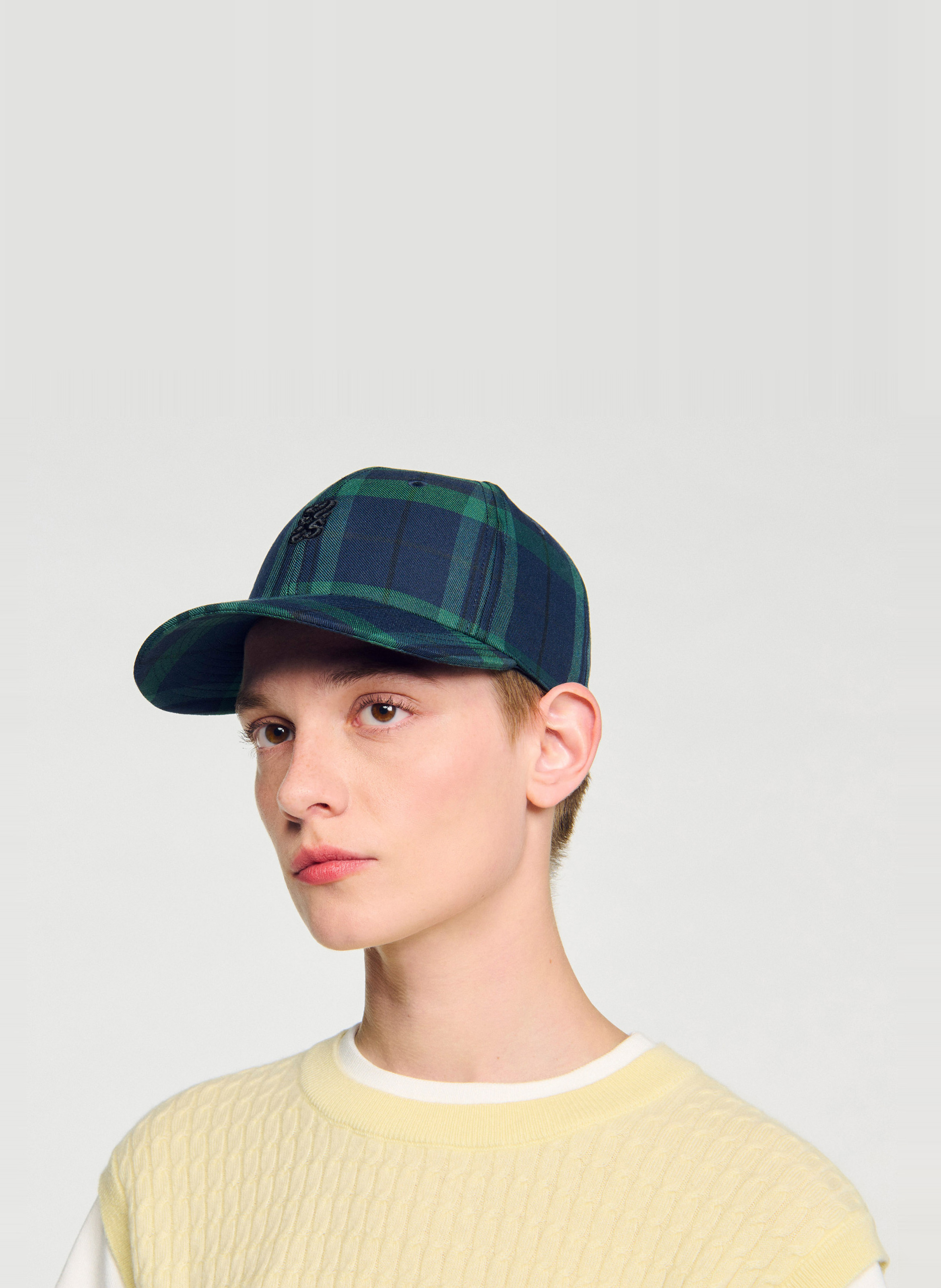 Cap with check pattern SANDRO Green