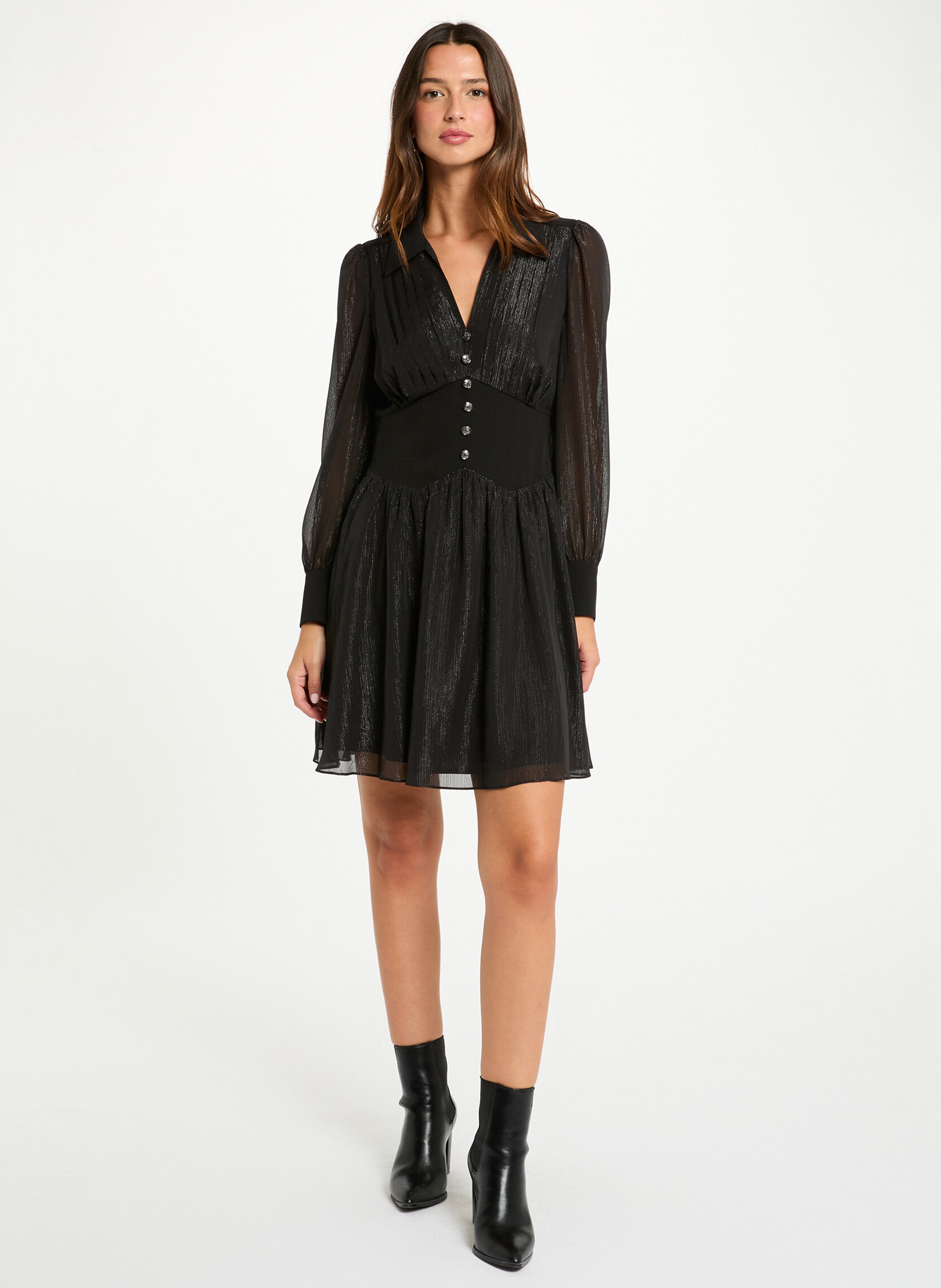 Robe col V  MORGAN Noir