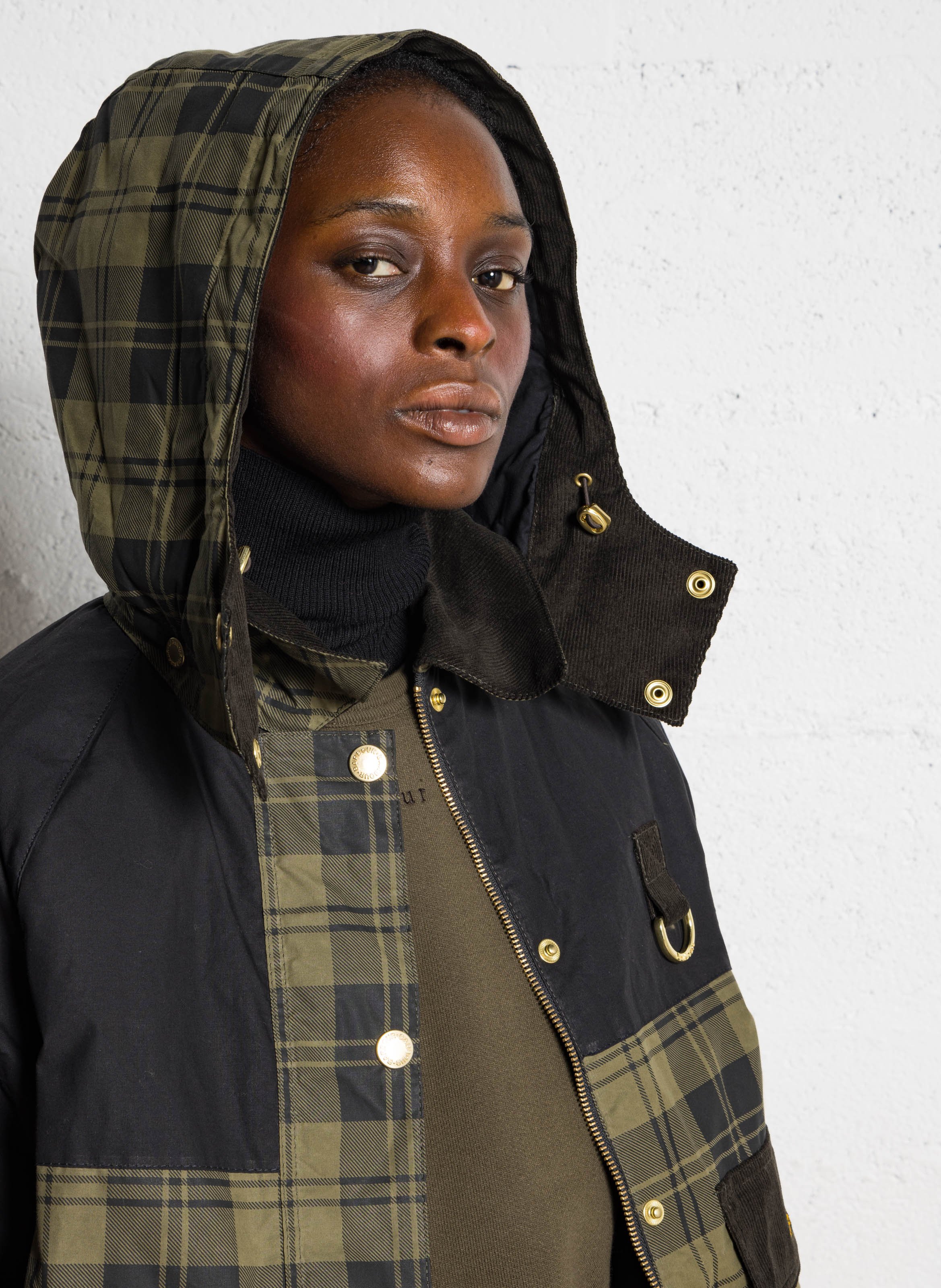 Veste droite en coton imprimé BARBOUR Kaki