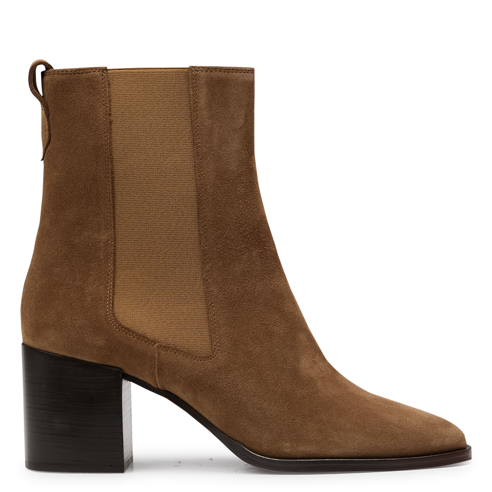 Bottines à talons en cuir velours RIVECOUR Marron