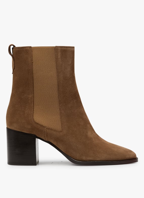 Veloursleder-Stiefeletten mit Absatz | Braun by RIVECOUR Veloursleder-Stiefeletten mit Absatz Braun