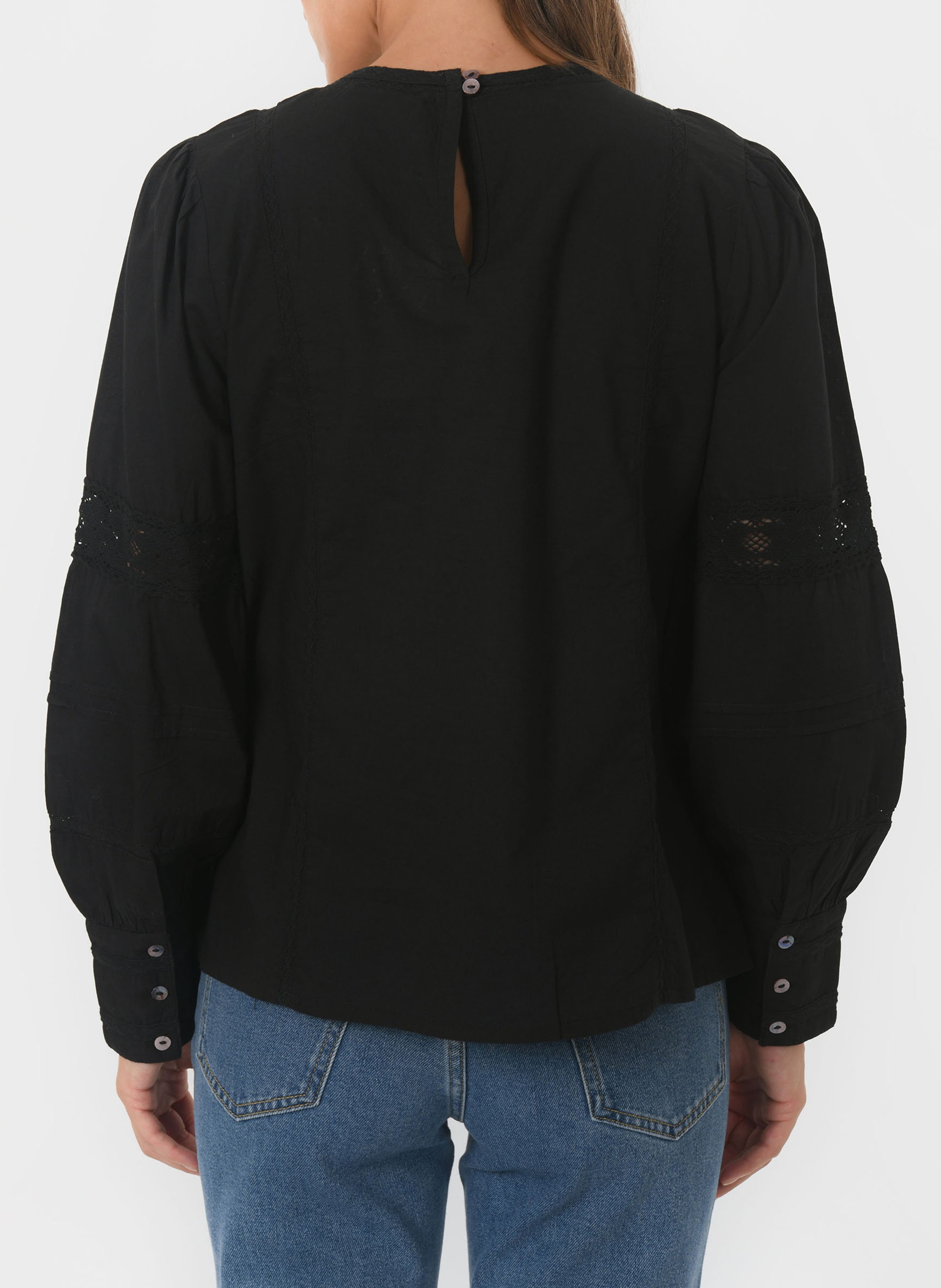 Rechte blouse met ronde hals van katoen KOOKAI Zwart