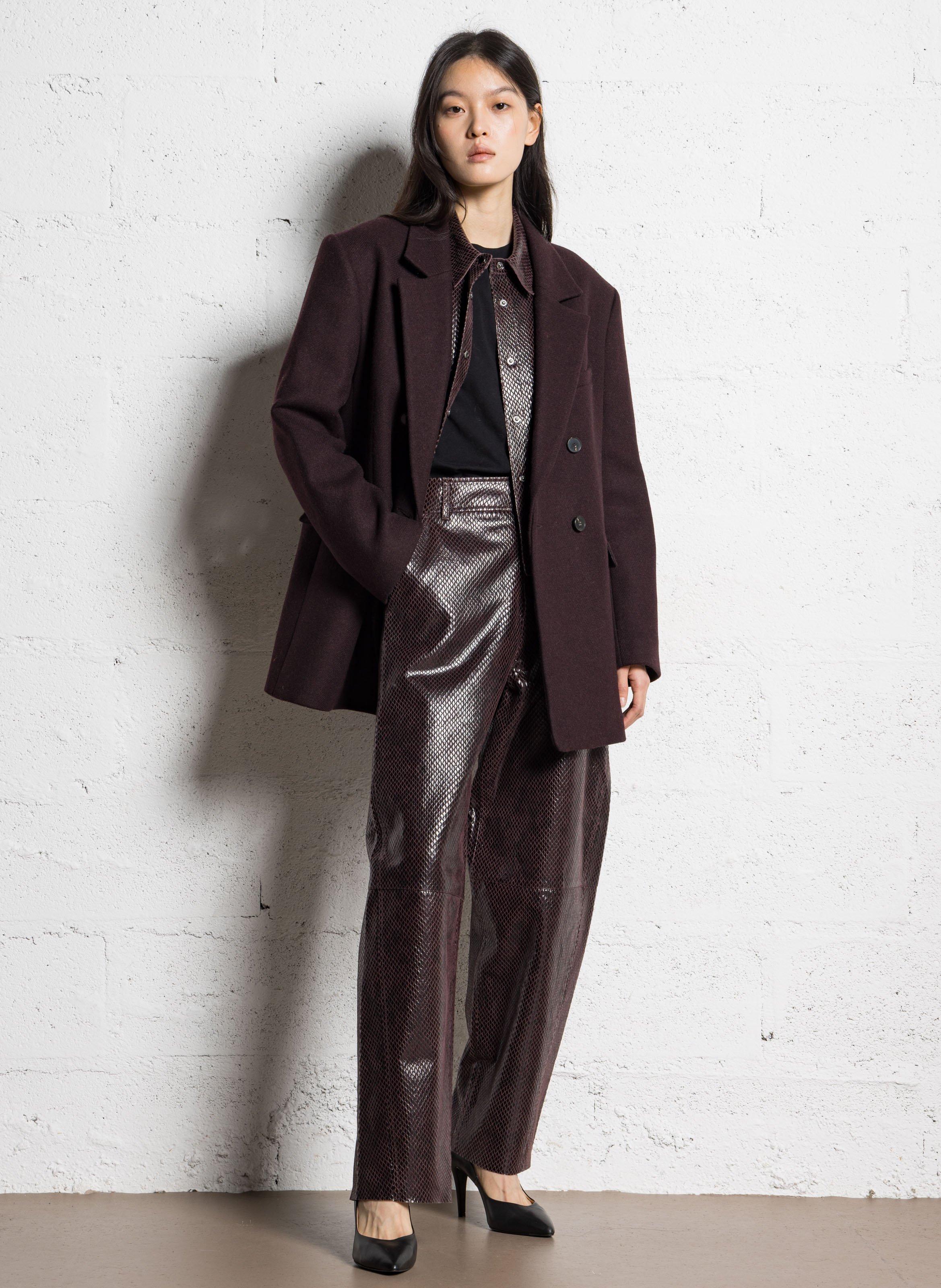 Oversized wool-blend coat with tailored collar IKKS Purple